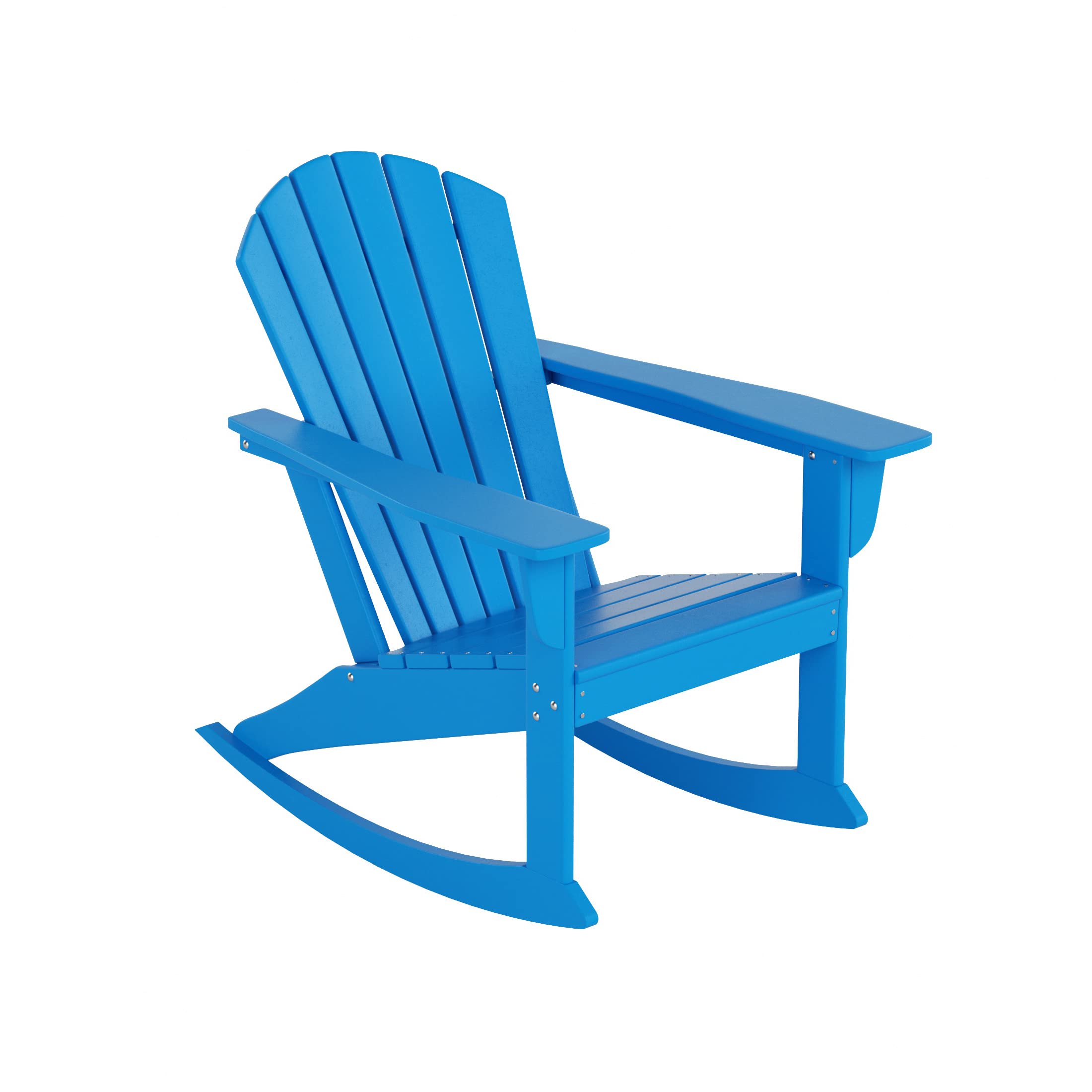 WO Home Furniture Traditional Outdoor HDPE UV Weather Resistant Patio Rocking Chair in Pacific Blue - Perfect for Porch, Garden, and Backyard Relaxation