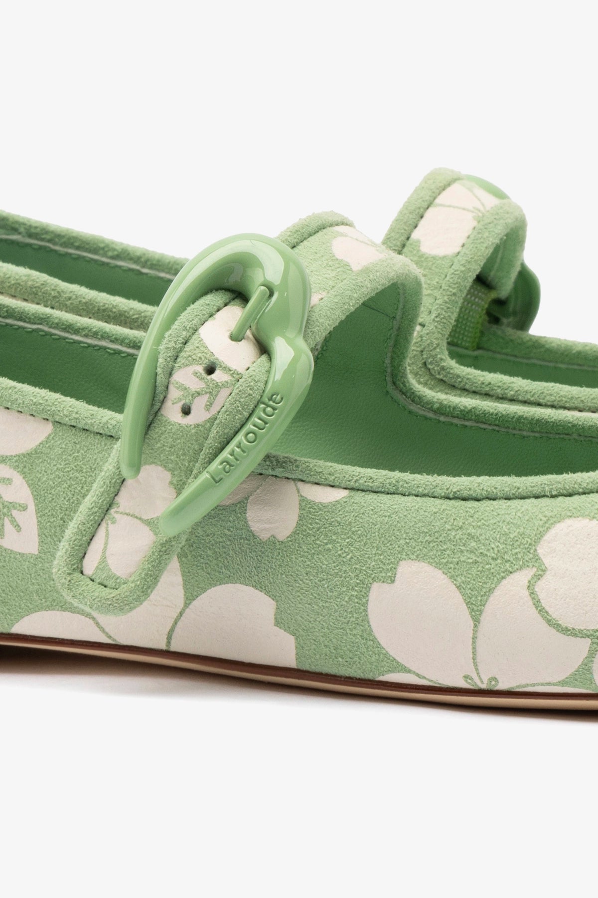 Verona Ballet Flats for Women - Pistachio Sakura Printed Suede Shoes | Comfortable & Stylish | Perfect for Work, Date Night & Casual Outings