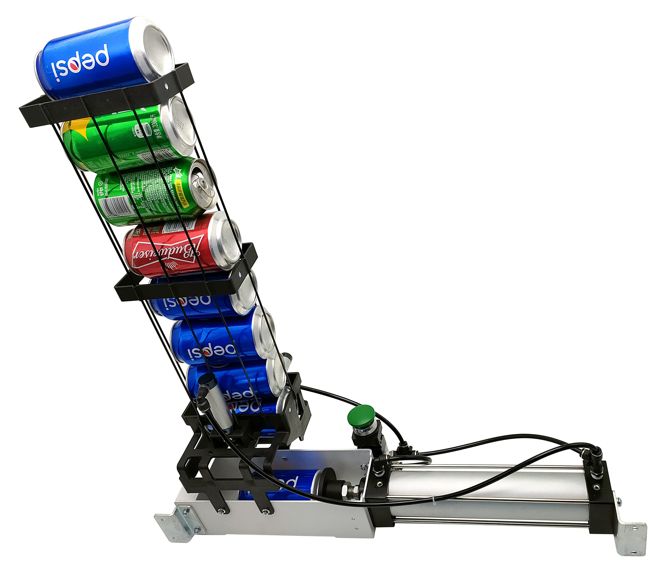 Automatic Wall Mounted Can Crusher - Heavy Duty Soda & Beer Can Smasher for Recycling, Eco-Friendly Aluminum Can Compactor with Push Button Valve - Perfect for Home, Garage, RV & Outdoor Use
