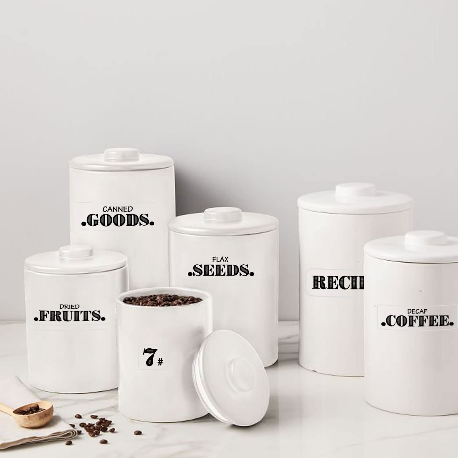 132 Clear Pantry Labels Stickers - Farmhouse Style Bold Preprinted Kitchen Organization Labels, Waterproof Food Storage Labels for Jars & Canisters (Various Sizes) - Perfect for Pantry, Spice Jars & Kitchen Storage Containers