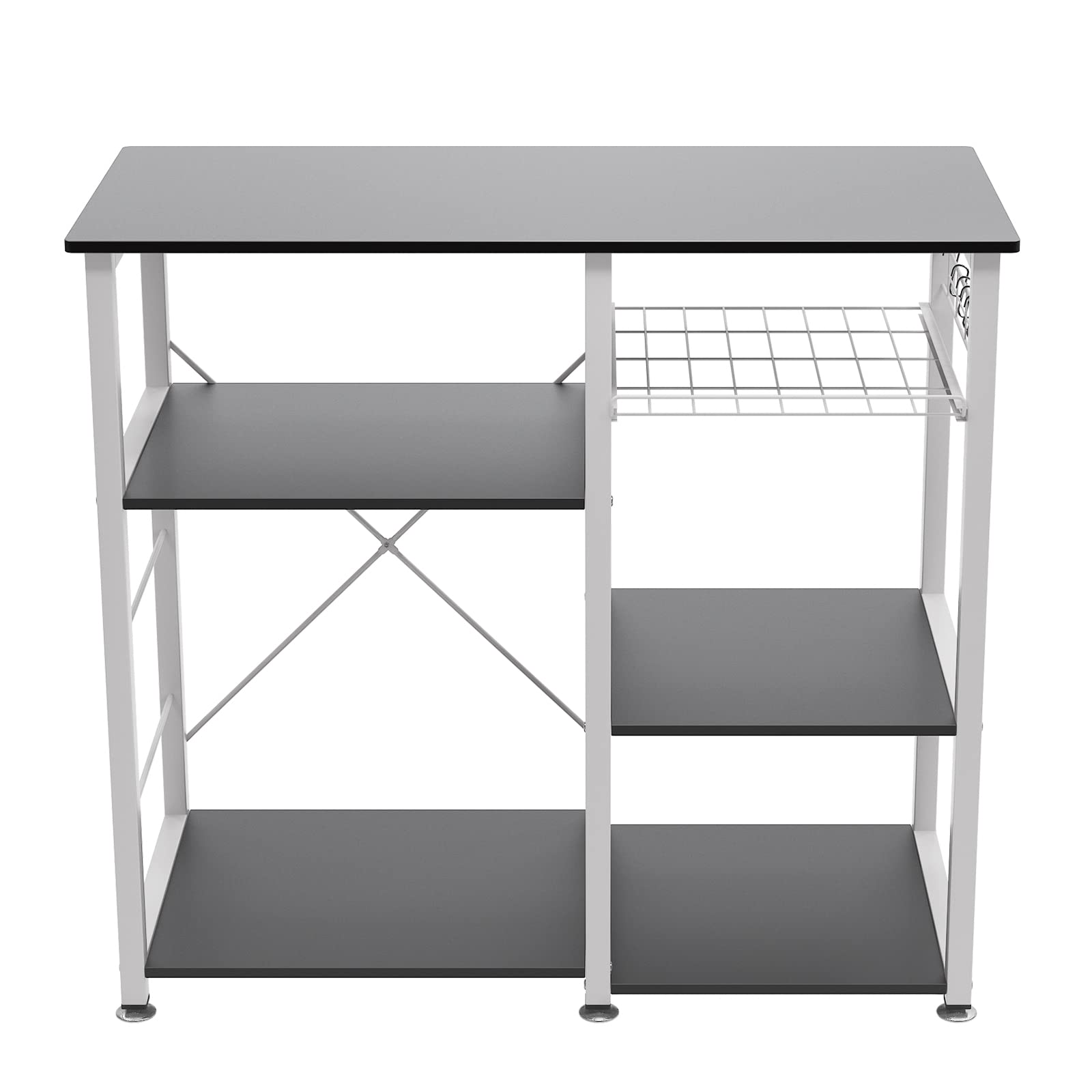 Soges Furniture 3-Tier Kitchen Baker's Rack with Storage Drawer - Black Microwave Stand, Utility Shelf & Workstation Cart for Small Spaces - Perfect for Kitchen, Pantry, Laundry Room or Garage Organization