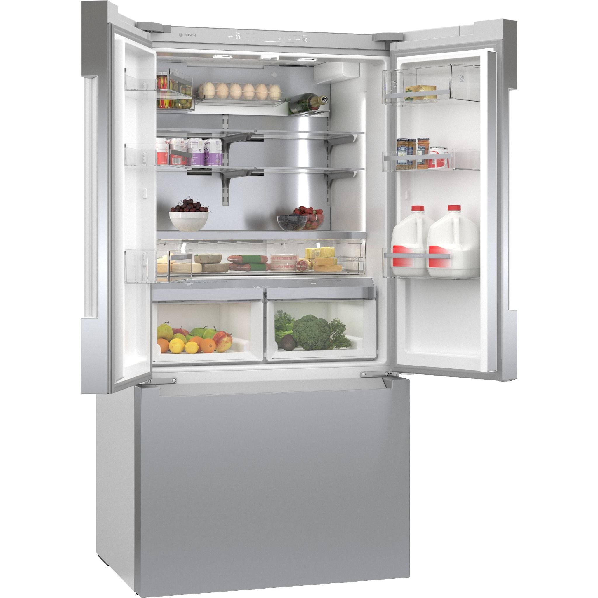 Bosch B36CT81ENS 36 Inch French Door Refrigerator with Stainless Steel Finish - Perfect for Modern Kitchens and Open-Concept Living Spaces
