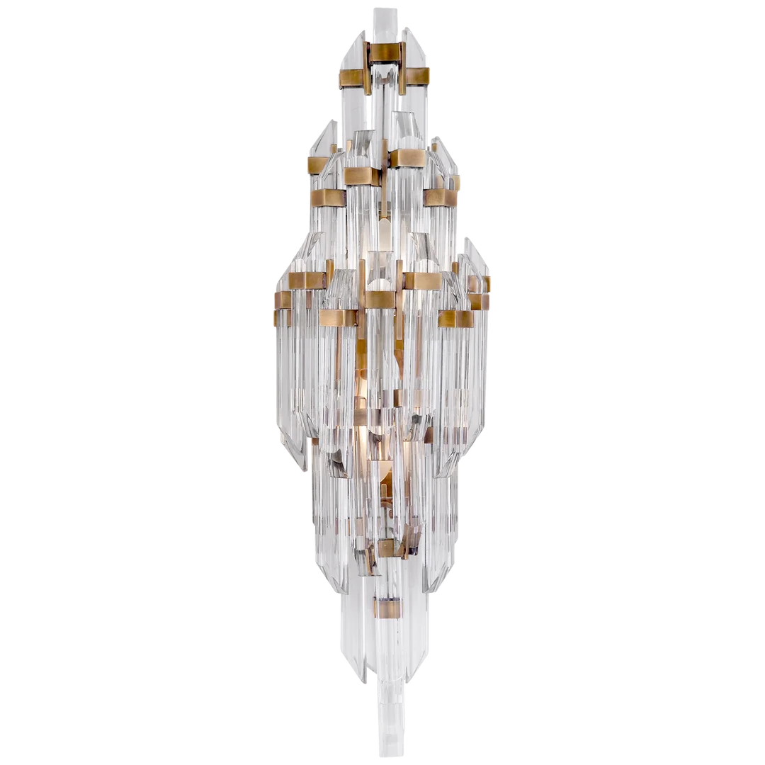 Adelia Small Sconce Wall Light - Vintage Brass Finish with Clear Glass Shade for Bedroom, Living Room & Hallway Decor