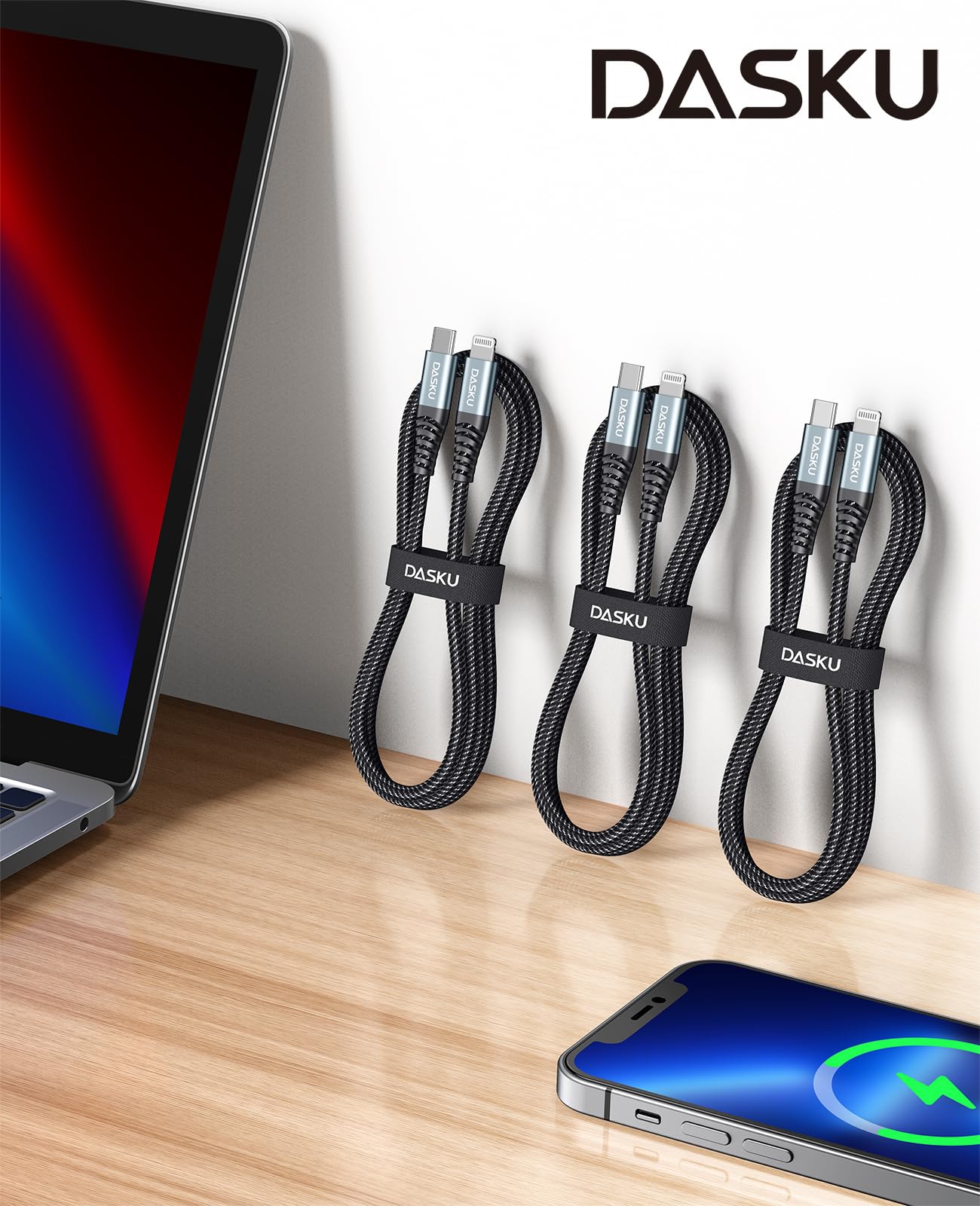 Apple MFi Certified USB C to Lightning Cable 3 Pack (3ft) - Fast Charging Cord for iPhone 14/13/12/11 Pro Max/Mini/8/Plus/SE & iPad - Perfect for Home, Office & Travel Charging