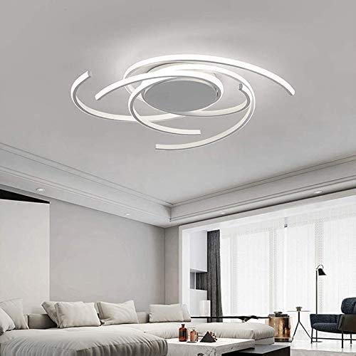 Dimmable LED Ceiling Light with Remote Control - Modern Spiral Flower Design in White - Perfect for Bedroom, Living Room & Kitchen - Stainless Steel Bracket Light for Home Decor & Ambient Lighting