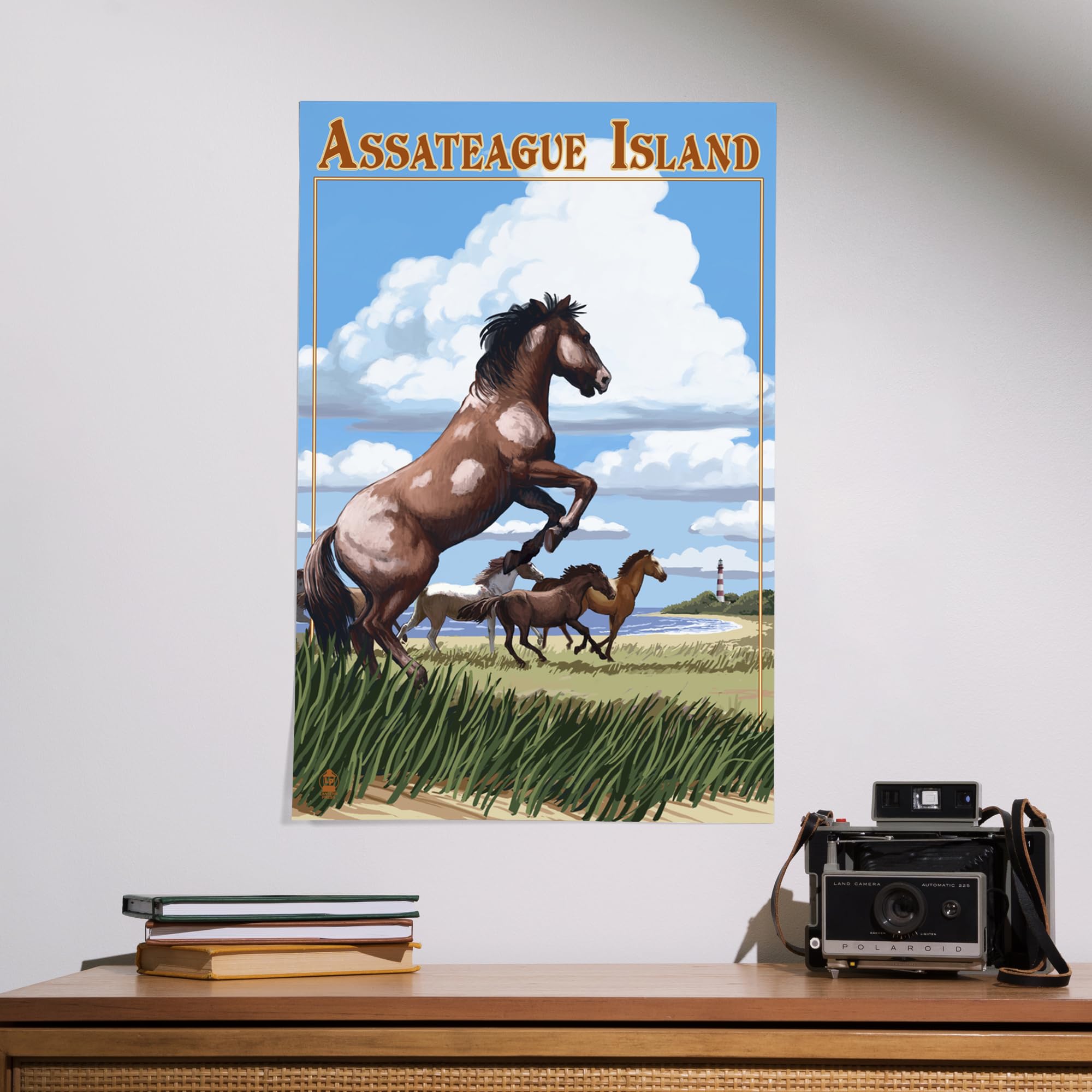 Lantern Press 16x24 Inch Giclee Print - Assateague Island Virginia Wild Horses Wall Art - Premium Home Decor for Living Room, Bedroom & Office