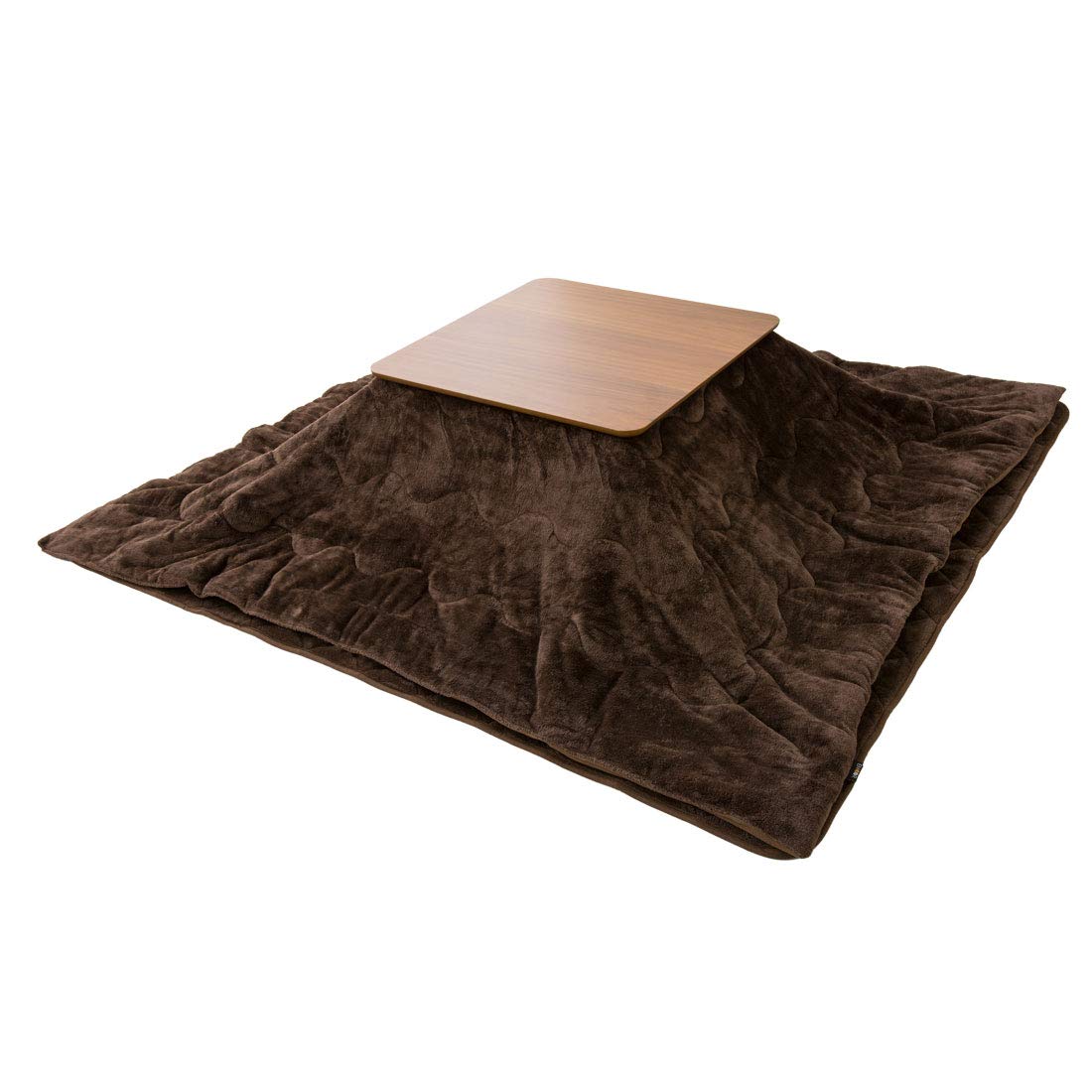 EMOOR Boa Fleece Kotatsu Futon Set - Ultra Soft Heat-Retention Comforter & Rug - Square Brown Japanese Heated Table Blanket - Perfect for Winter Warmth, Living Room Lounging & Cozy Home Decor