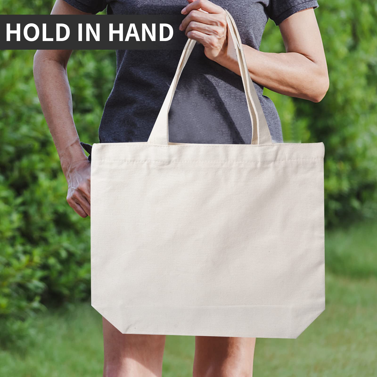 2Pcs Natural Cotton Canvas Tote Bags 15.7