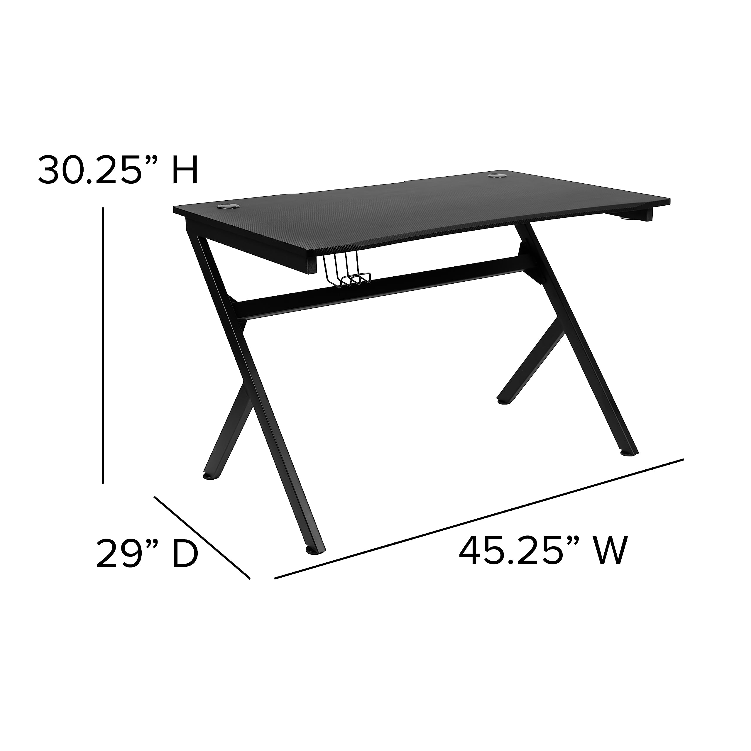 Flash Furniture Black Gaming Desk & Red/Black Reclining Gaming Chair Set with Cup Holder, Headphone Hook & Cable Management - Perfect for Esports, Streaming & Home Office Setup