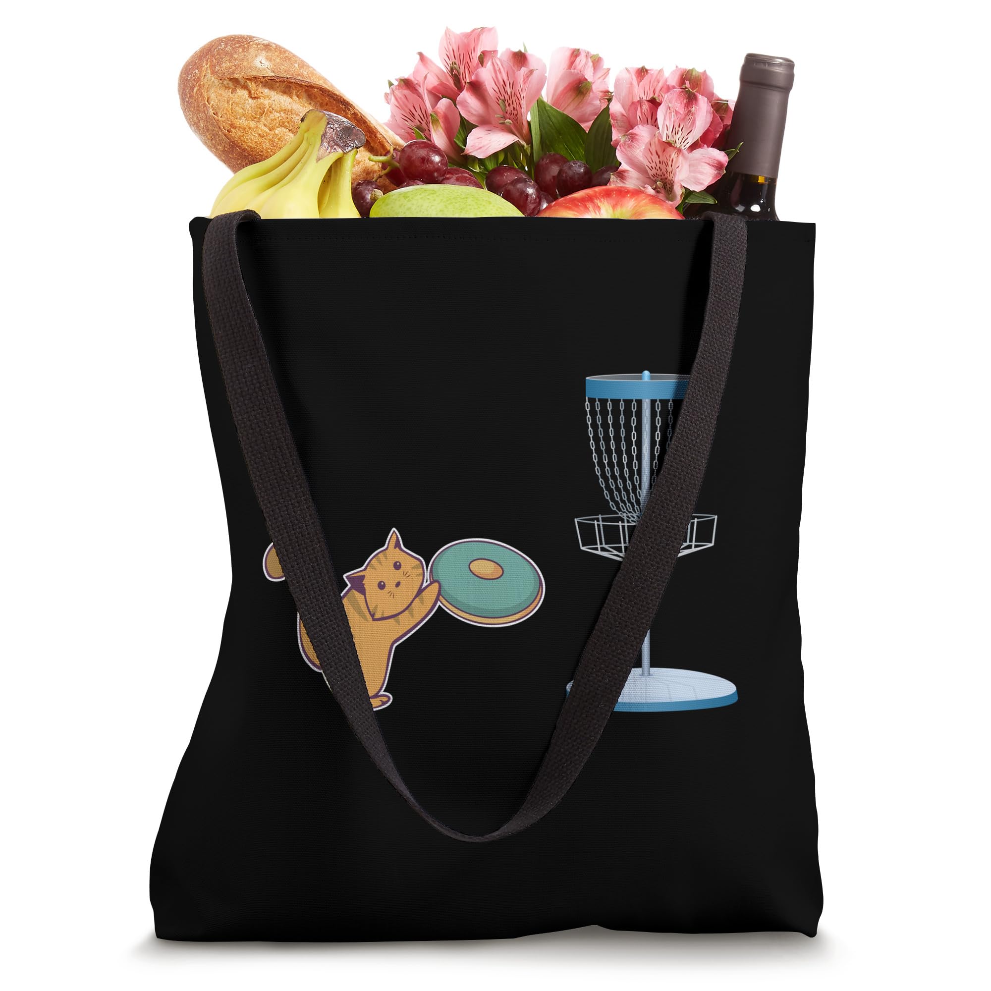 Disc Golf Cat Tote Bag - Funny Cat Lover Gift for Disc Golf Players - Perfect for Disc Golf Tournaments & Outdoor Adventures