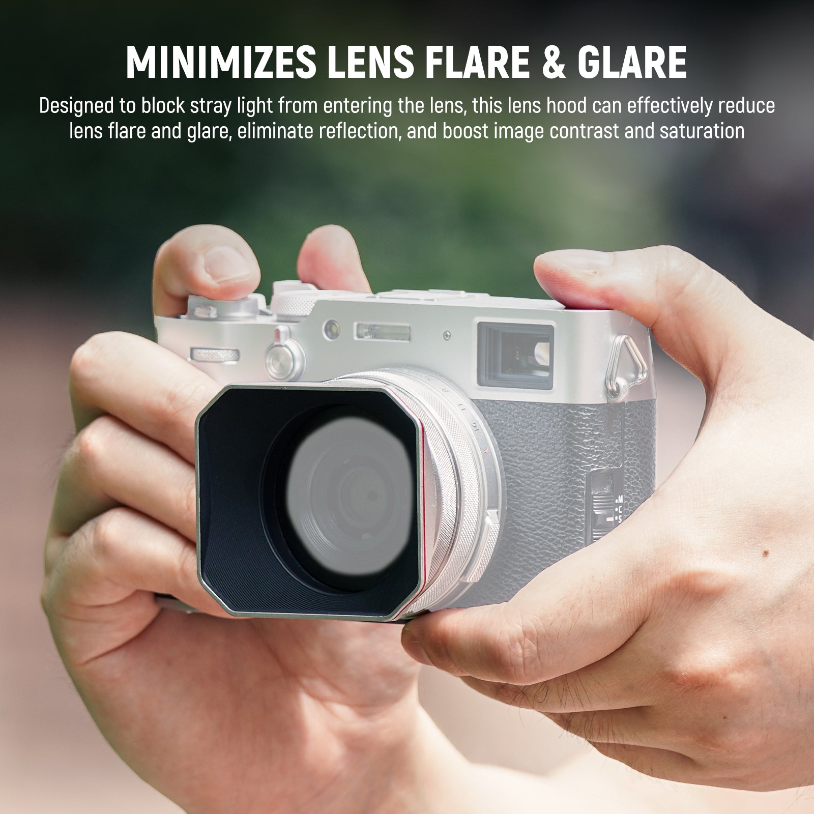 NEEWER CA087 Square Lens Hood Compatible with Fujifilm X100V & X100VI - Perfect for Street Photography & Travel Shooting