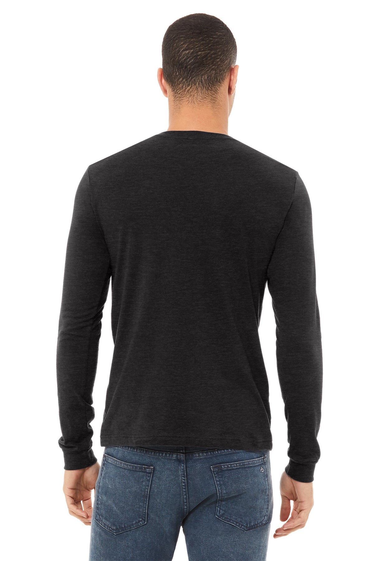Bella Canvas Unisex Heather Long Sleeve T-Shirt - Soft Cotton Crewneck Tee for Men & Women - Black Casual Shirt for Everyday Wear, Layering & Street Style