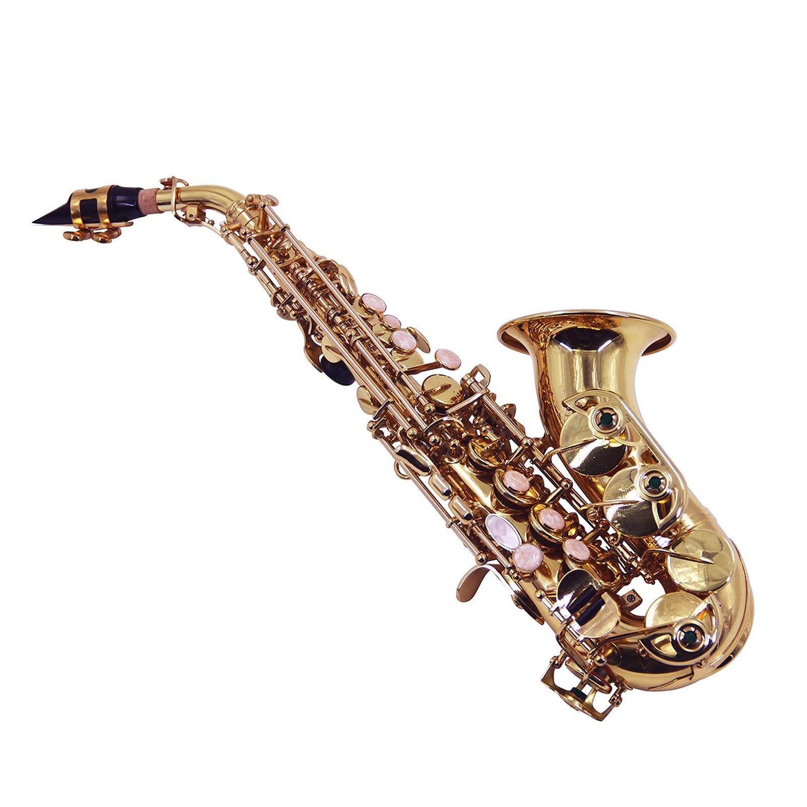Professional Bb Soprano Saxophone - Brass Lacquered Gold Woodwind Instrument with Case, Reeds, Cleaning Kit & Accessories | Perfect for Beginners, Students & Jazz Performers | Great for School Bands, Live Performances & Music Practice