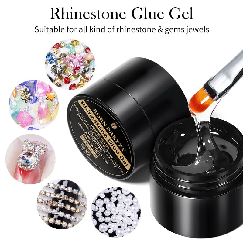 BORN PRETTY Rhinestone Glue Gel 5g - Strong Adhesive for Nail Art, DIY Jewelry & Craft Projects - Perfect for Rhinestone, Gem & Crystal Application