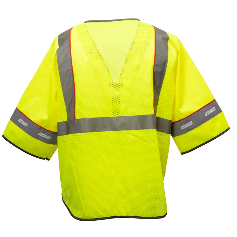 212 Performance VSTPREM 8811 Premium Hi-Viz Reflective Safety Vest with Badge Pocket - XL Yellow/Gray for Construction, Road Work & Emergency Responders