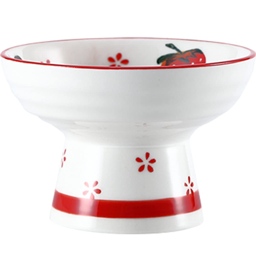 Ceramic Pedestal Bowl - Elegant Round Footed Serving Bowl for Fruits, Desserts & Kitchen Display | Perfect as Countertop Centerpiece, Strawberry Holder & Decorative Fruit Tray | Ideal for Dining Table, Party Buffet & Home Decor