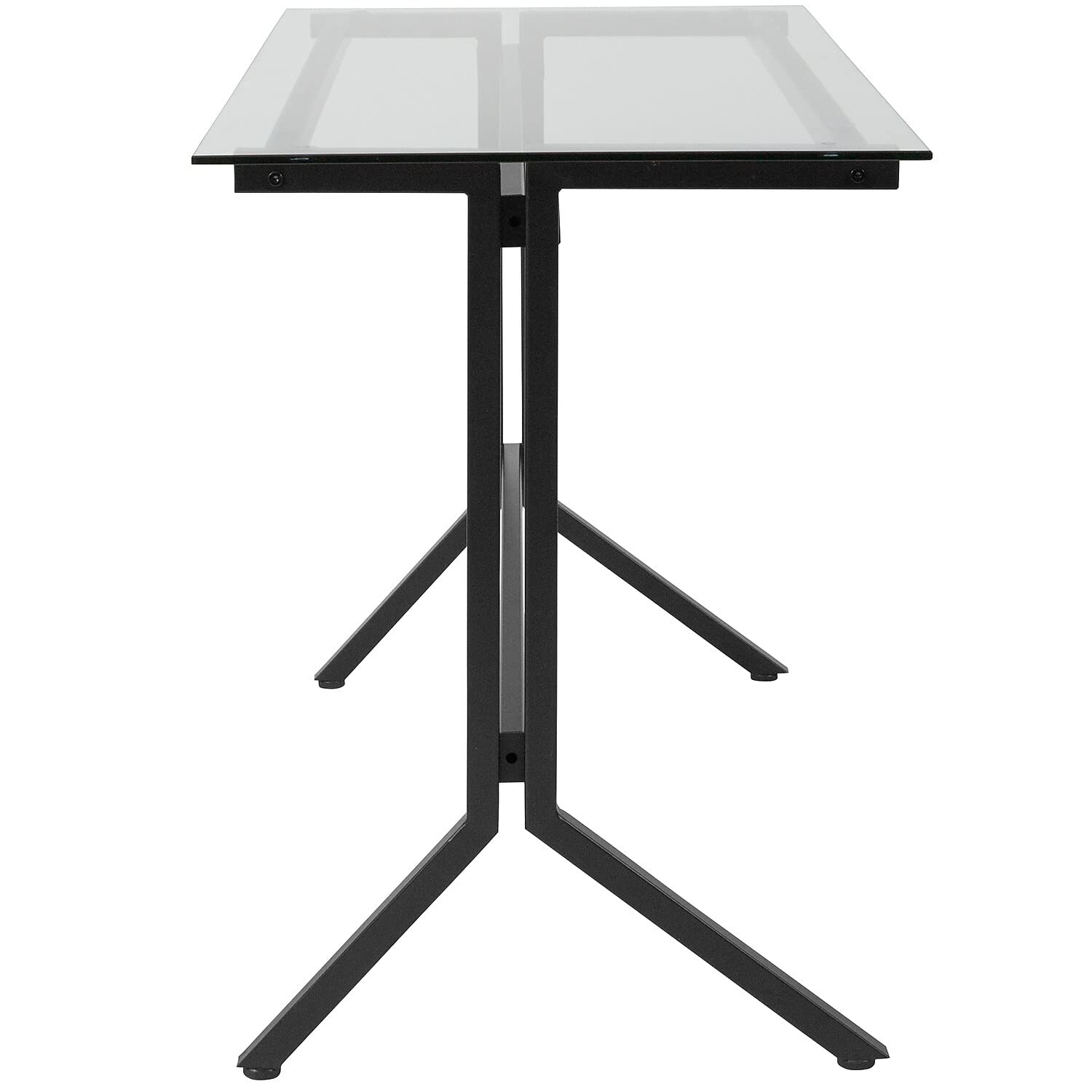 Flash Furniture Highland Collection Glass Computer Desk with Black Metal Frame - Modern Home Office Desk for Work, Study & Gaming - Perfect for Small Spaces & Apartments