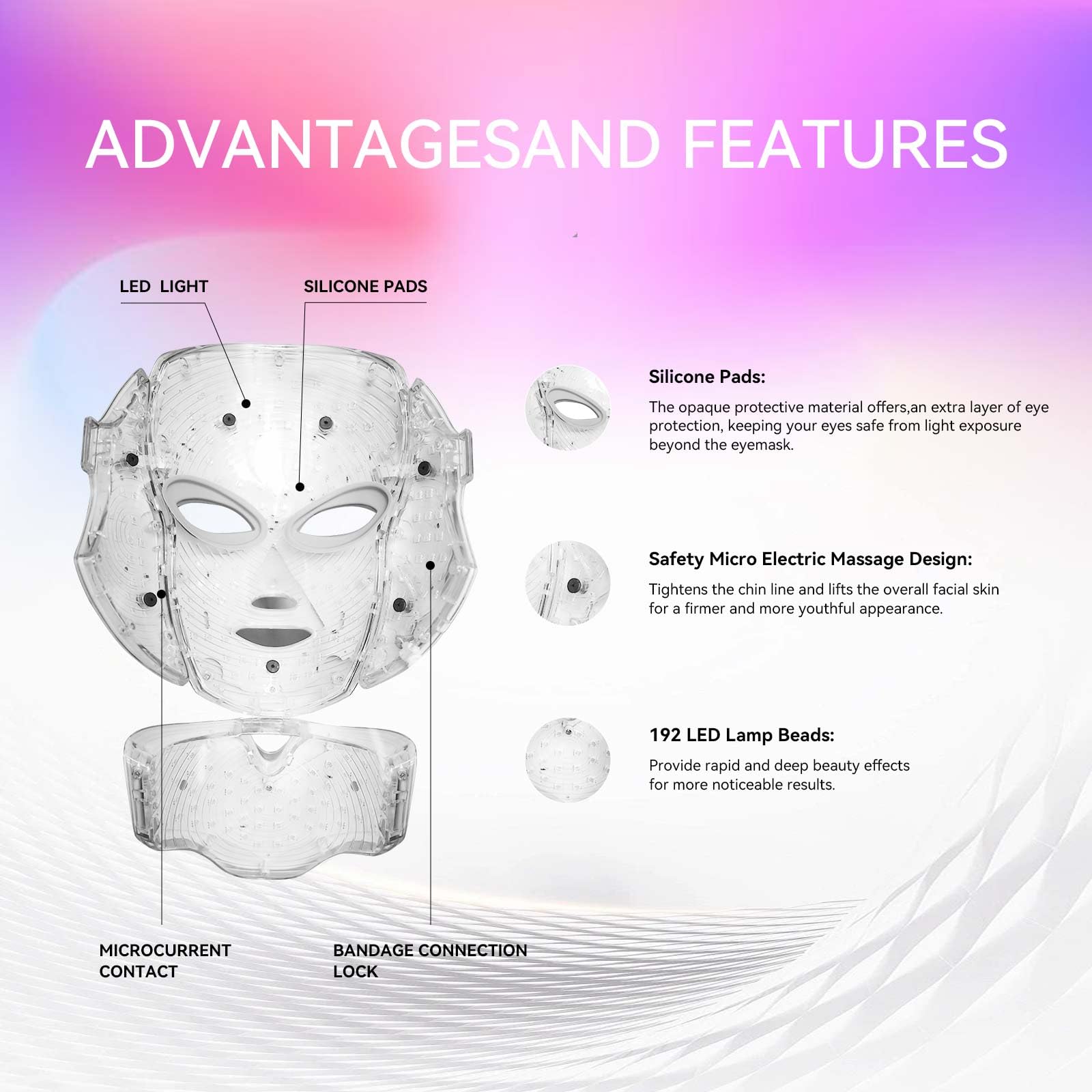 LED Facial Mask FM-01 - 7 Color Light Therapy Device for Face with Red & Blue Light | At-Home Skincare Treatment for Acne, Wrinkles & Anti-Aging | Perfect for Spa Nights & Self-Care Routines