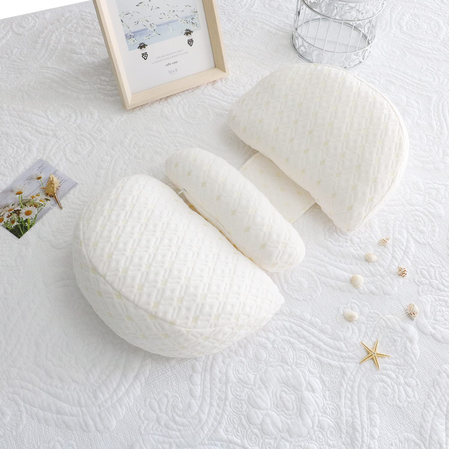 Lacomfy Pregnancy Pillow for Side Sleepers - Maternity Support Pillow with Detachable Cover for Belly, Waist & Back Pain Relief - Comfortable Double Wedge Design for Expecting Mothers - Perfect for Sleeping, Nursing & Relaxing During Pregnancy