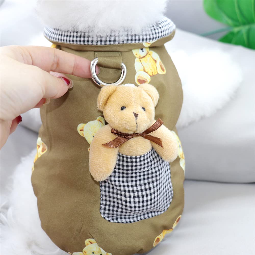 HUANSUN White Puppet Bear Dog Coat - Warm Winter Padded Jacket for Small Dogs, Poodles & Puppies - Soft Pet Clothes for Autumn & Winter - Brown XL - Perfect for Outdoor Walks & Cold Weather Protection