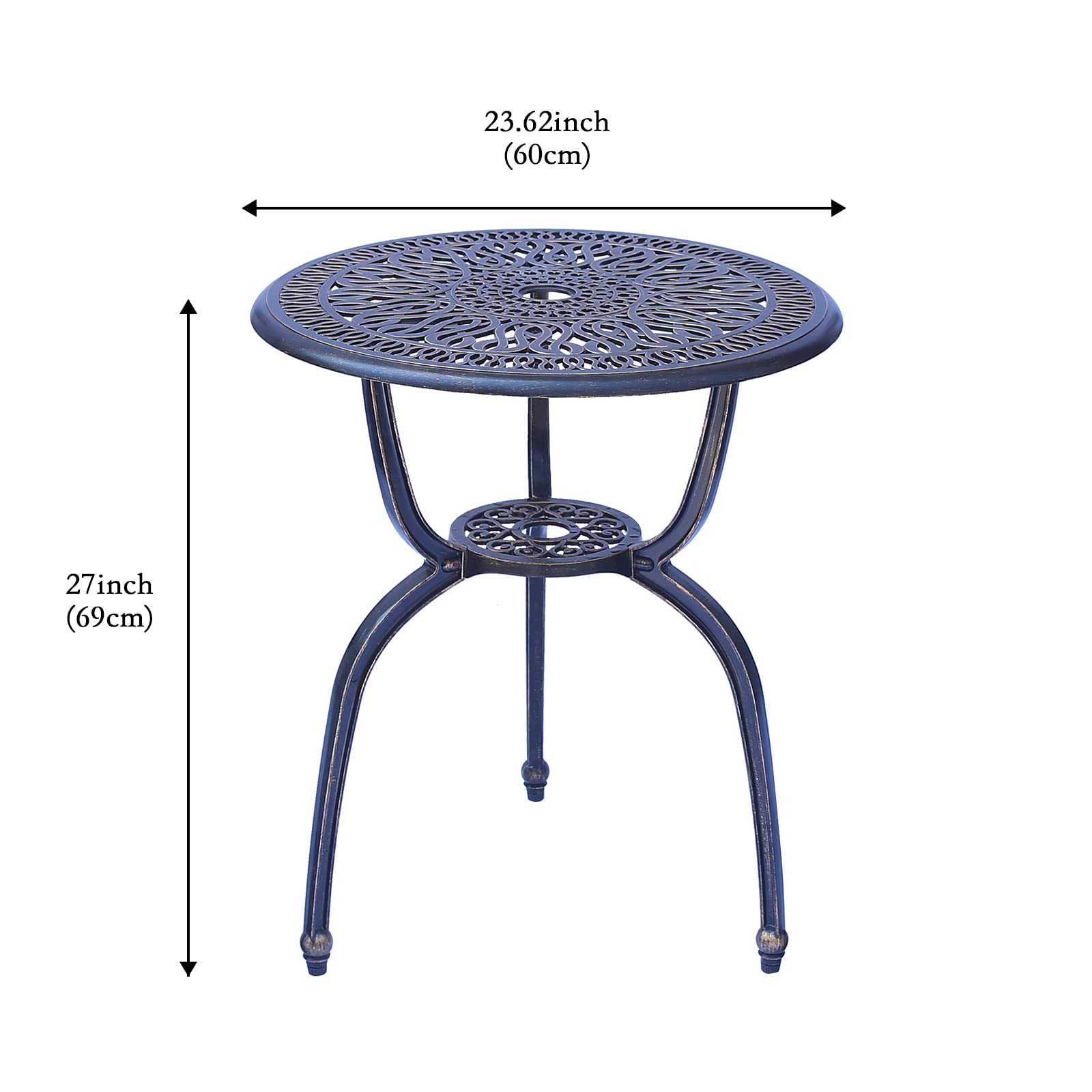 3-Piece Outdoor Bistro Set - Rust-Resistant Cast Aluminum Patio Table & Chairs for Garden, Porch, Park - Antique Copper Finish - Perfect for Backyard Dining, Coffee Breaks & Outdoor Relaxation