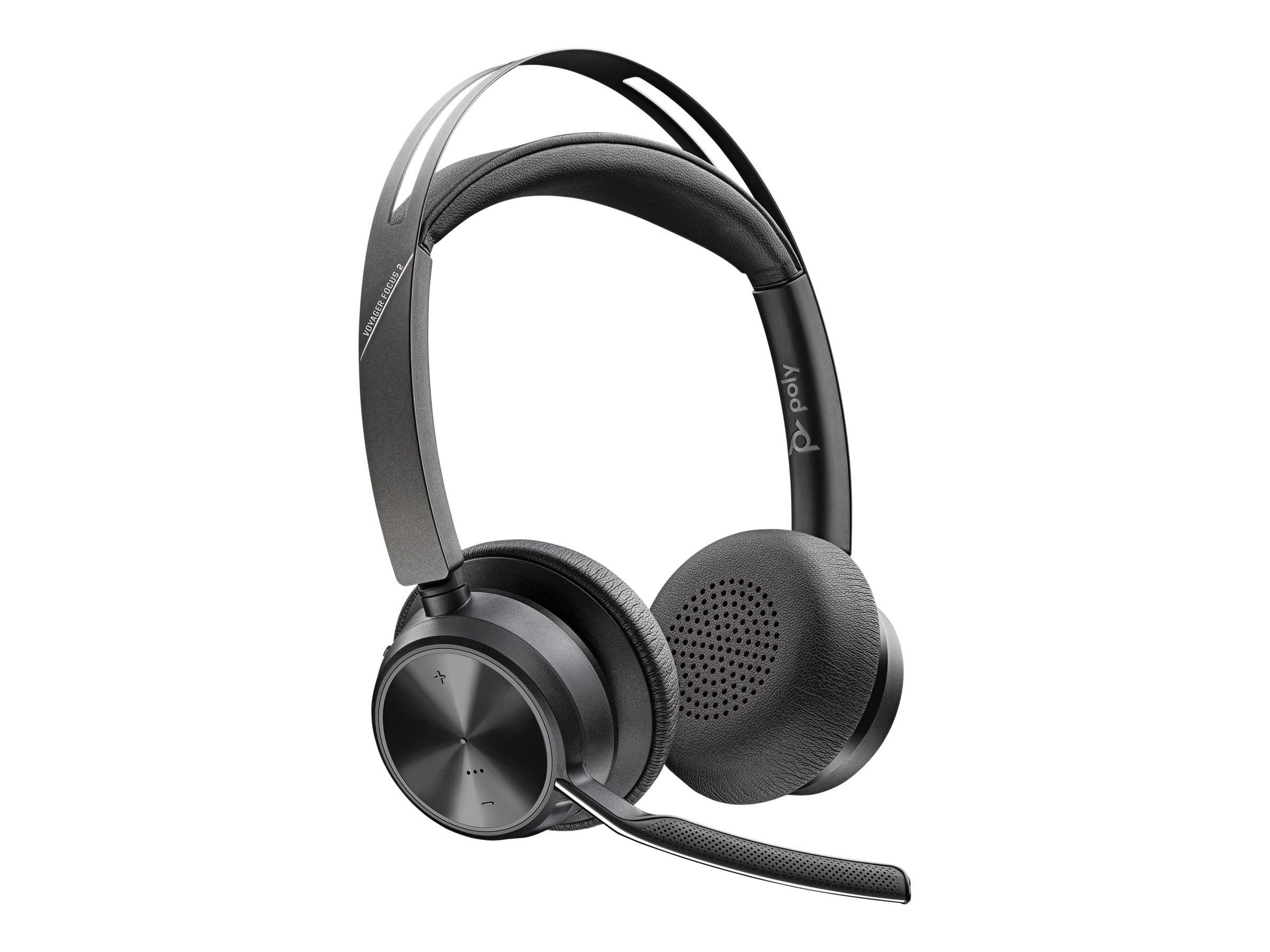 Poly Voyager Focus 2 UC Wireless Headset with Active Noise Canceling - Bluetooth Headphones with Boom Mic for Mobile & PC/Mac (USB-C Adapter Included) - Certified for Microsoft Teams & Zoom - Perfect for Remote Work, Online Meetings & Call Centers