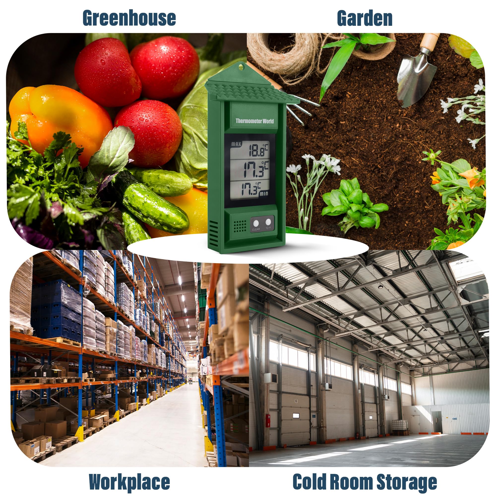Digital Greenhouse Thermometer with Max/Min Memory - Accurate Hi-Lo Temperature Monitor for Indoor/Outdoor Greenhouses - Perfect for Plant Growth, Hydroponics & Gardening Accessories