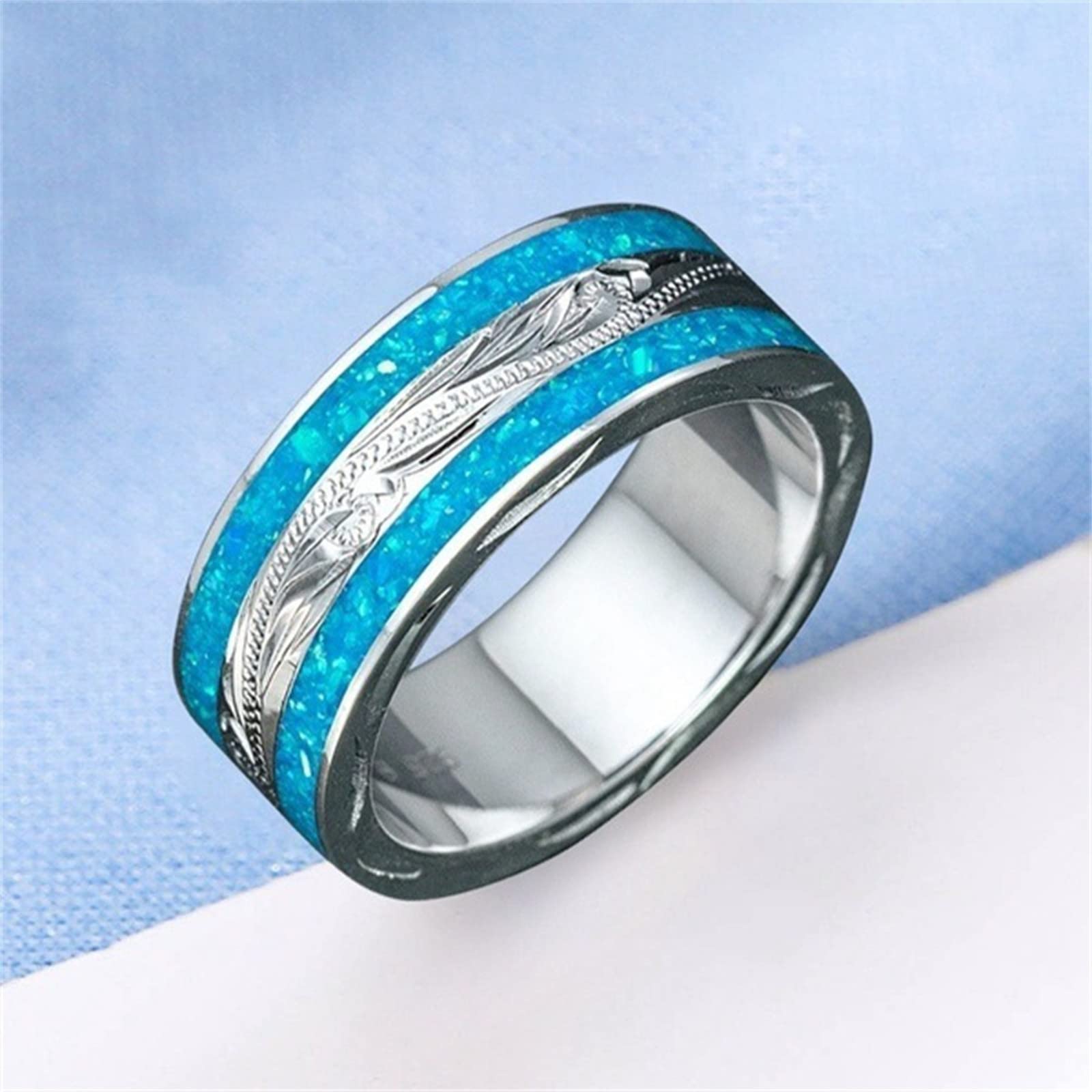 Men's Spinner Ring for Anxiety Relief - Trendy Engagement & Wedding Band Jewelry for Men & Women, Size 6-10 (Silver, 6) - Perfect for Stress Relief, Focus & Everyday Wear