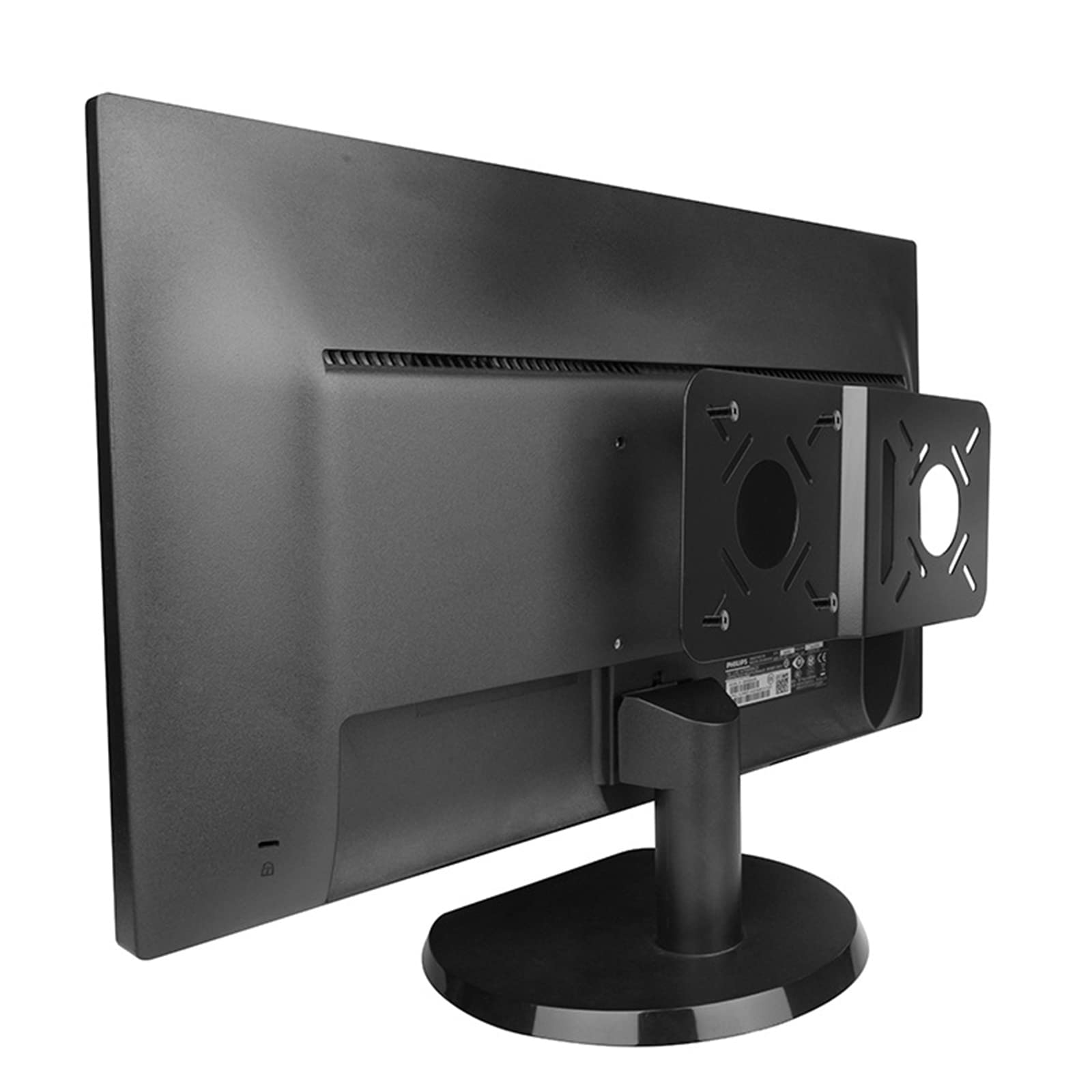 BAYORE VESA Mount Bracket for PC Mini-Host, Monitor & Laptop - Dual Screen Wall Mount Stand with Tray for Tablet/PC - Heavy Duty Adjustable Monitor Arm for Home & Office Workspace