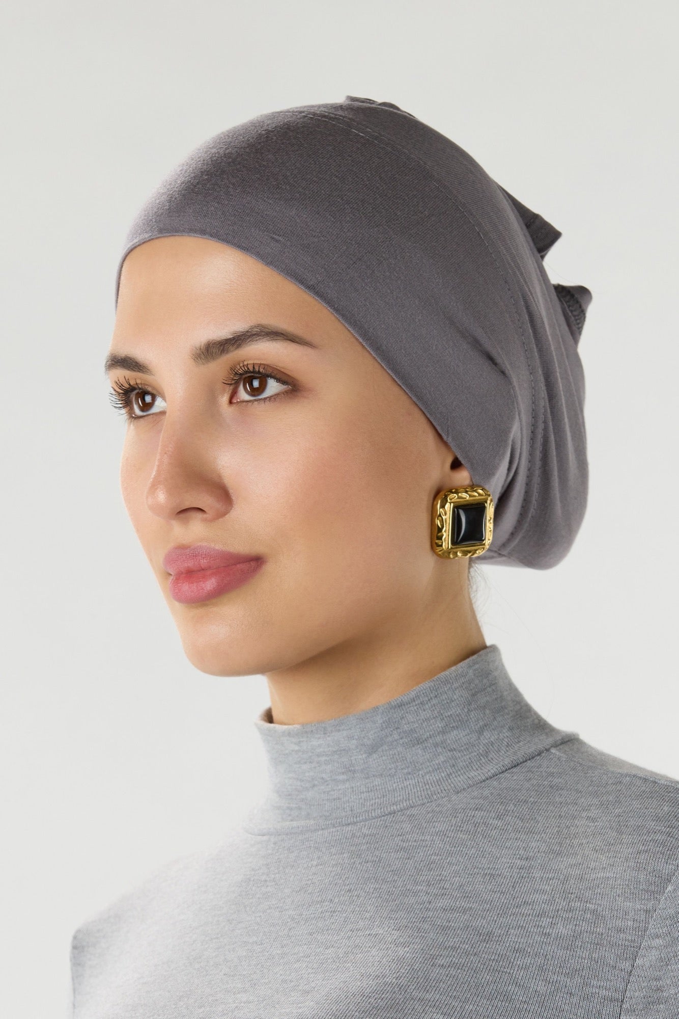 Premium Modal Hijab with Undercap - Dark Gray - Soft & Breathable for Daily Wear, Work, and Special Occasions
