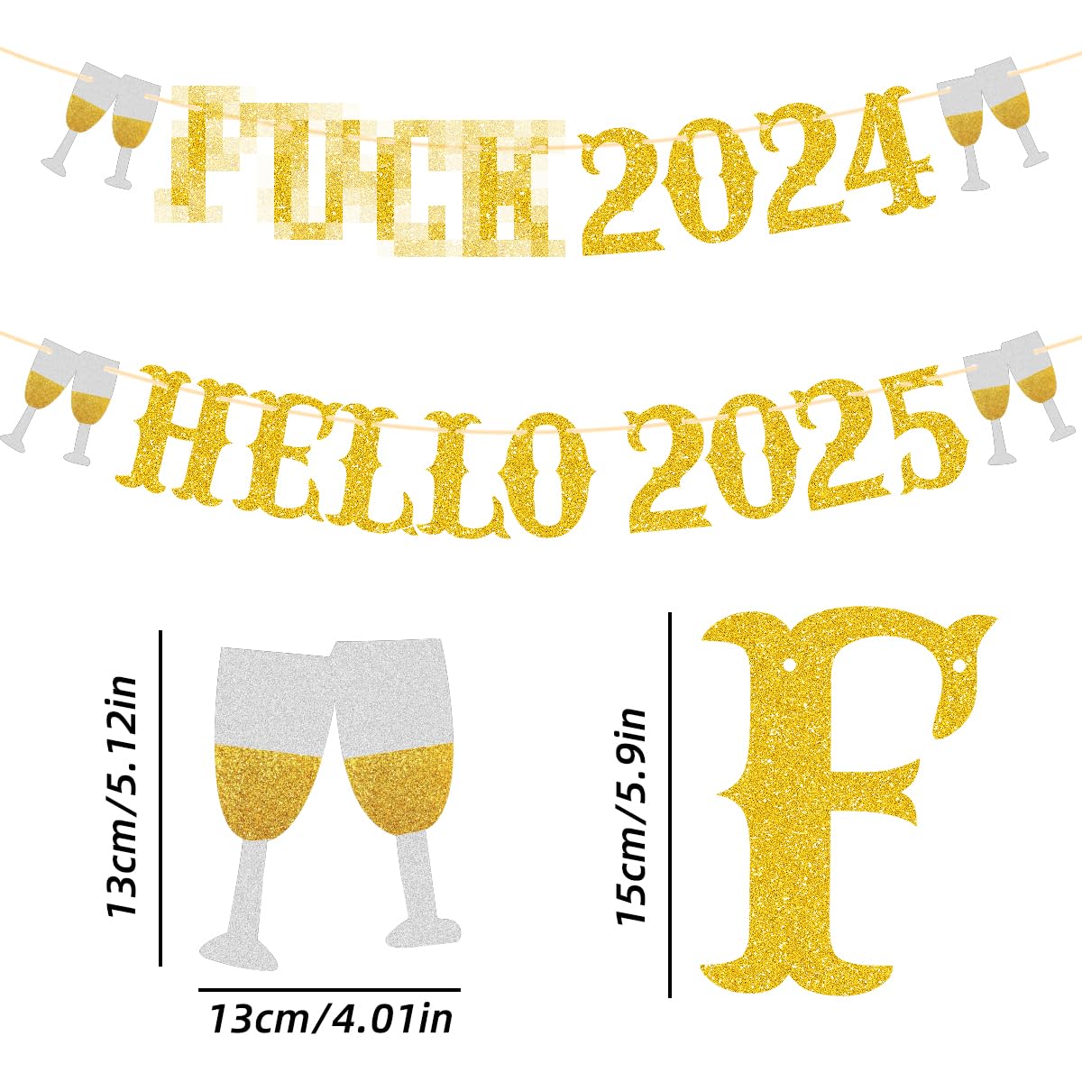 Happy New Year Banner 2025 - NYE Party Decorations, New Year's Eve Sign & Party Supplies for 2025 Celebrations | Perfect for Home, Office & New Year Countdown Events
