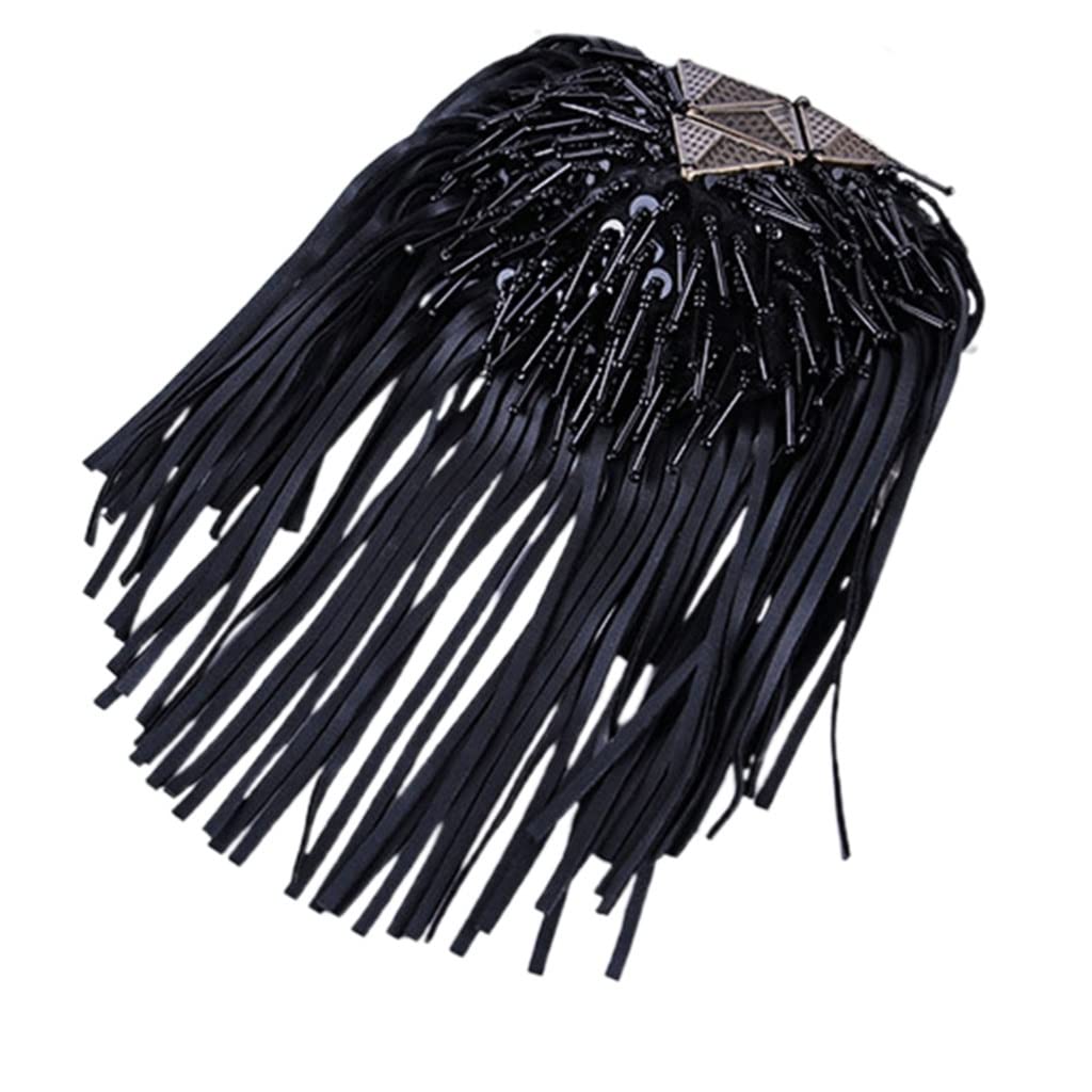Stylish Brooch Shoulder Epaulets with Tassel Beads & Chain - Punk Fringe Blazer Accessories for Women & Men (One Size, As Shown) - Perfect for Costume Parties, Vintage Fashion & Punk Rock Outfits
