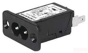 IEC Appliance Inlet C8 with 1 Stage EMC (RFI) Line Filter - Screw On Front Side Mounting Power Connector for Home Appliances & Electronics
