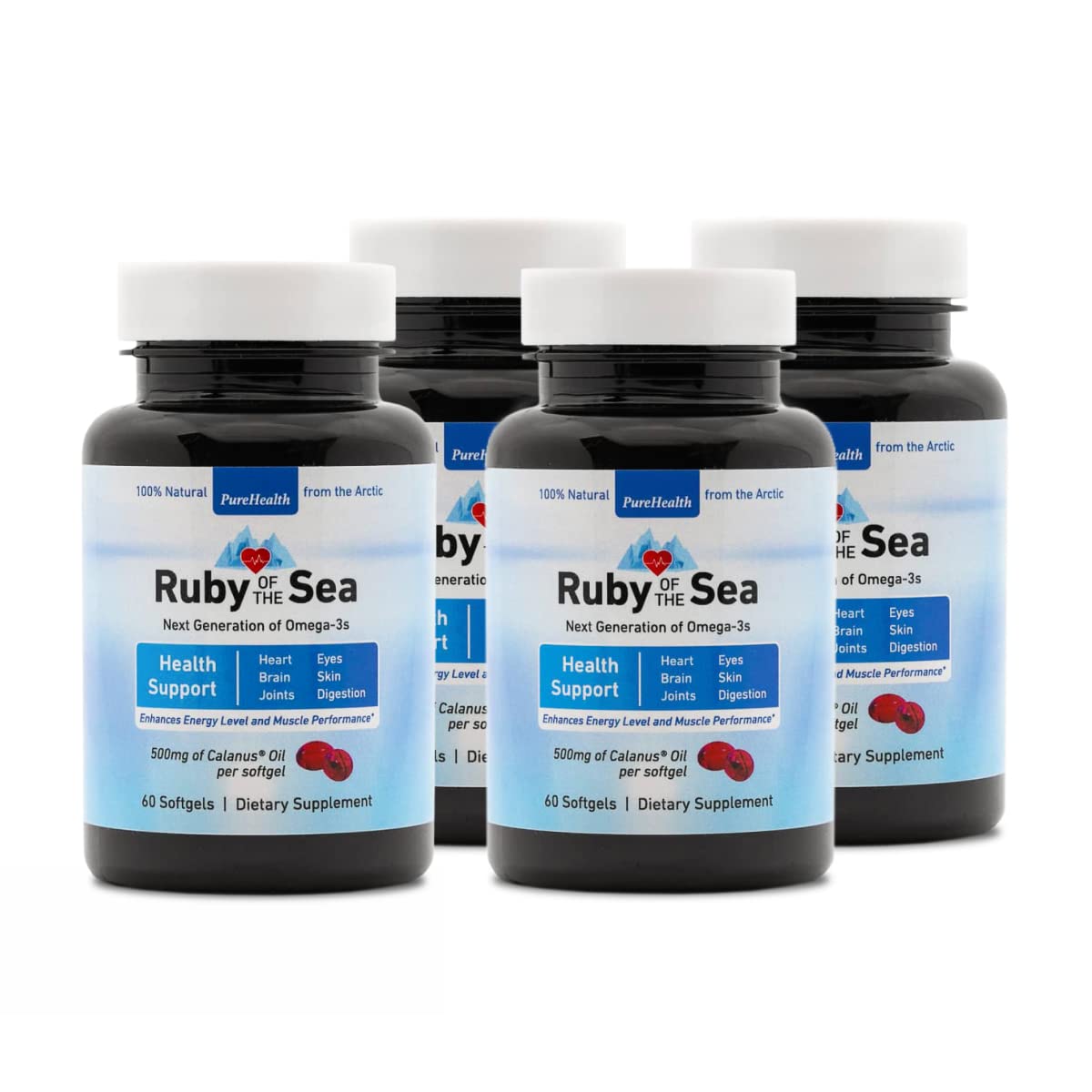 Premium Marine Oil Supplement - All Natural Calanus Oil with Astaxanthin, Omega-3 & Essential Fatty Acids for Heart & Brain Health - 4 Pack - Supports Cognitive Function & Cardiovascular Wellness for Active Adults