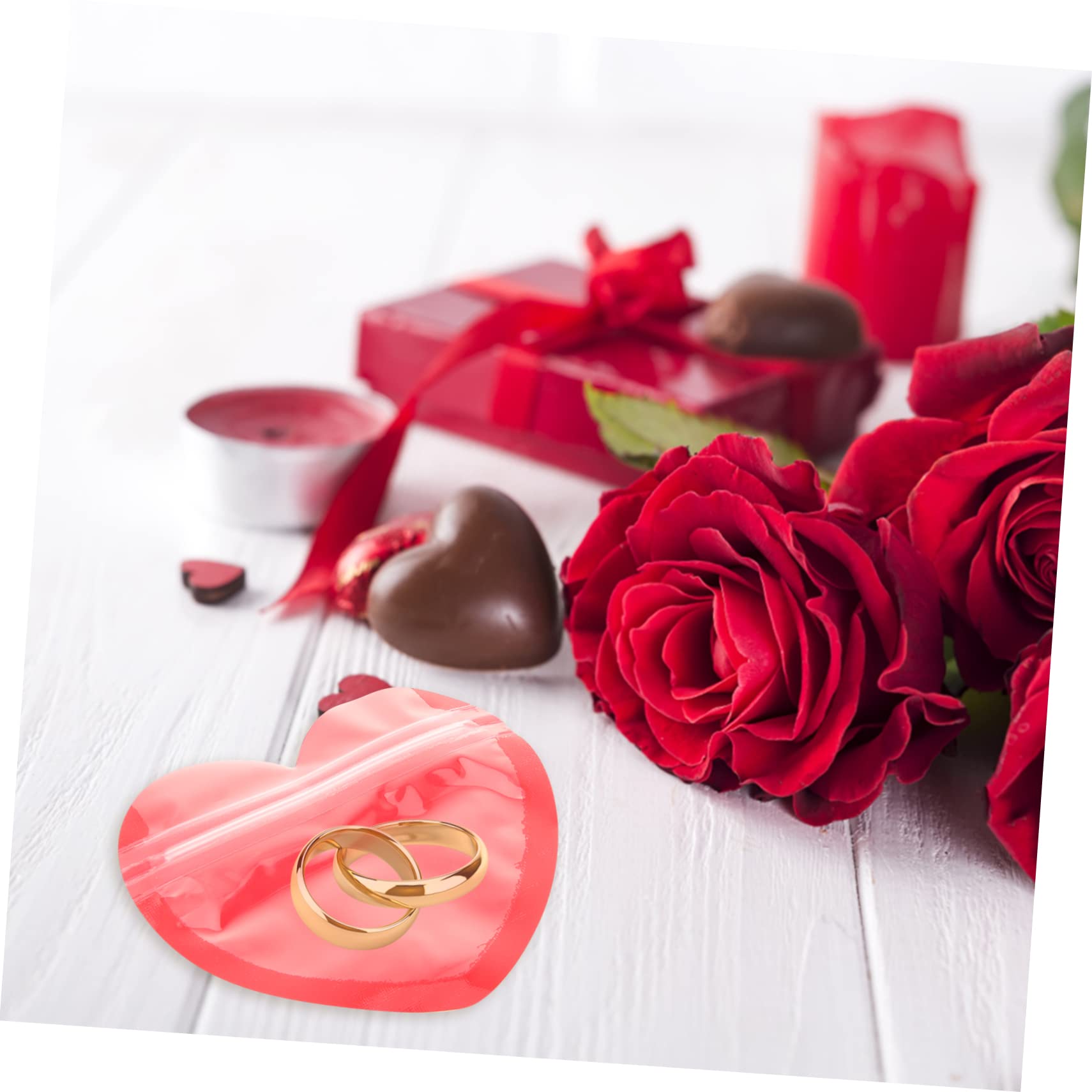 50 Pcs Heart Shaped Clear Cellophane Bags - Sealable Jewelry & Trinket Bags for Valentine's Day Gifts, Party Favors, Wedding Decorations