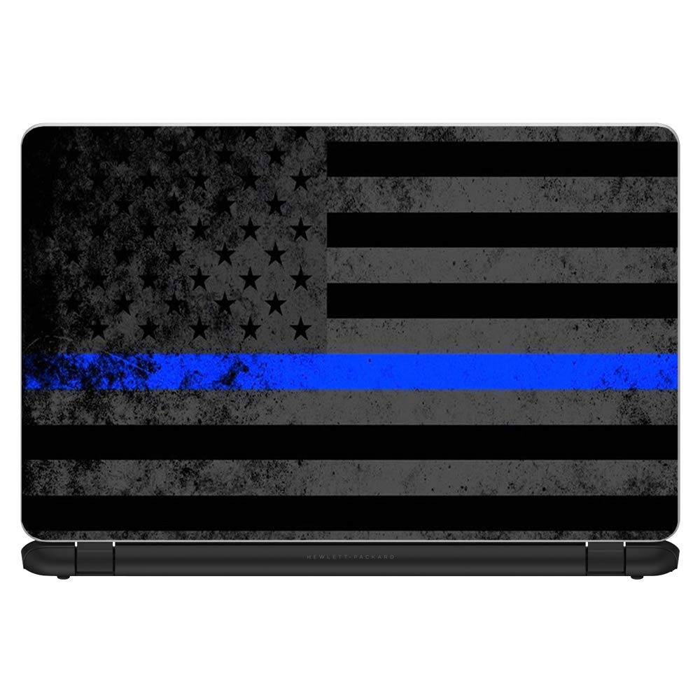 Custom Laptop Vinyl Stickers for 13.3 to 16 Inch Screens - Thin Blue Line American Flag Design for HP, Lenovo, Apple, Dell, Compaq, Asus, Acer - Perfect Laptop Accessories for Office, School, and Travel