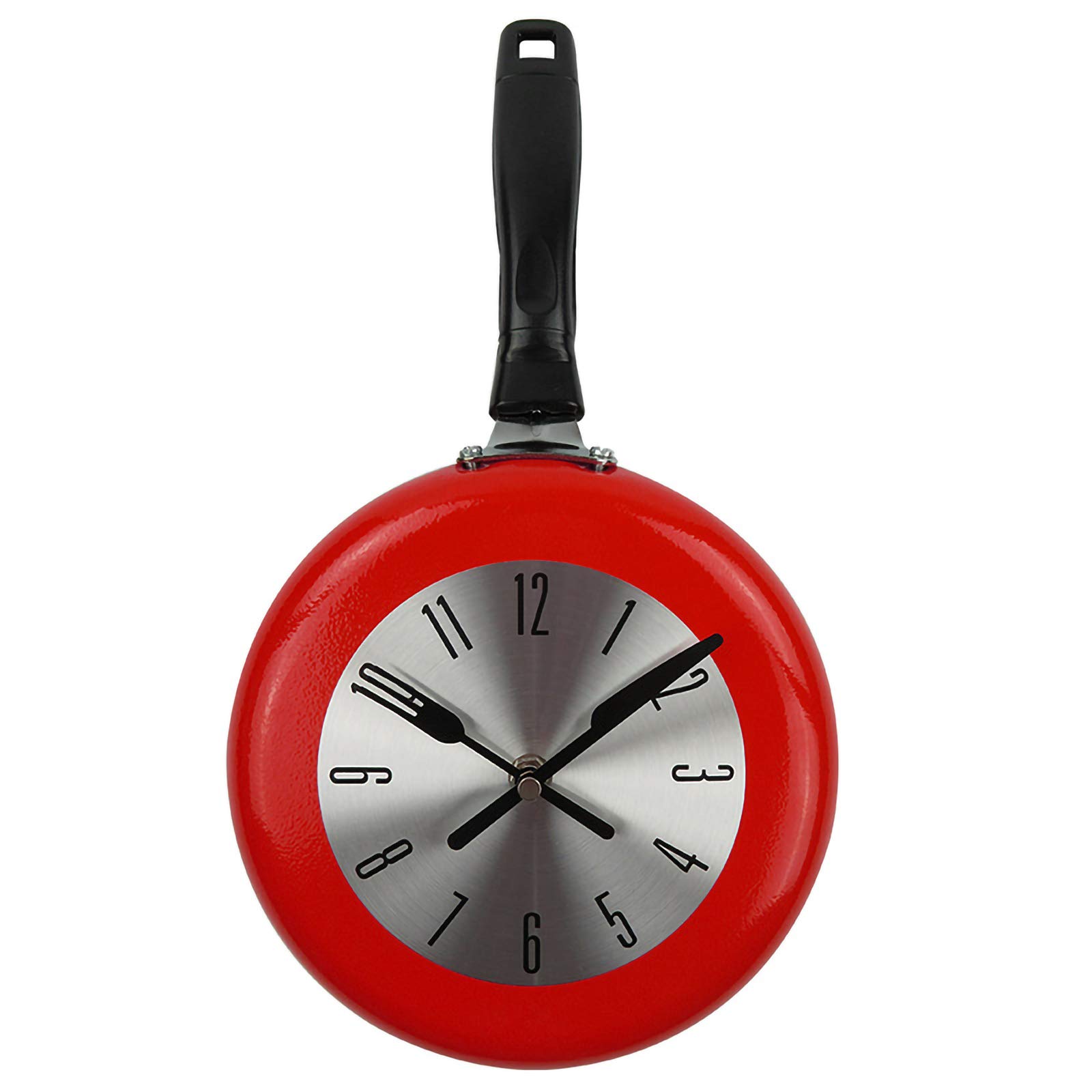 Eurobuy 8 Inch Metal Frying Pan Wall Clock - Vintage Kitchen Decor for Restaurant, Cafe, Bar, Bedroom & Living Room - Perfect for Farmhouse, Retro & Industrial Style Home Decor
