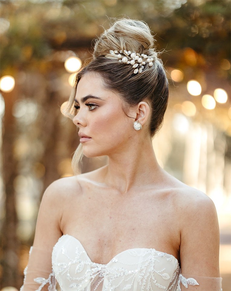 Elegant Crystal and Pearl Statement Vine Hairpins for Weddings – Natasha by Kezani | Bridal Hair Accessories for Brides, Bridesmaids & Special Occasions