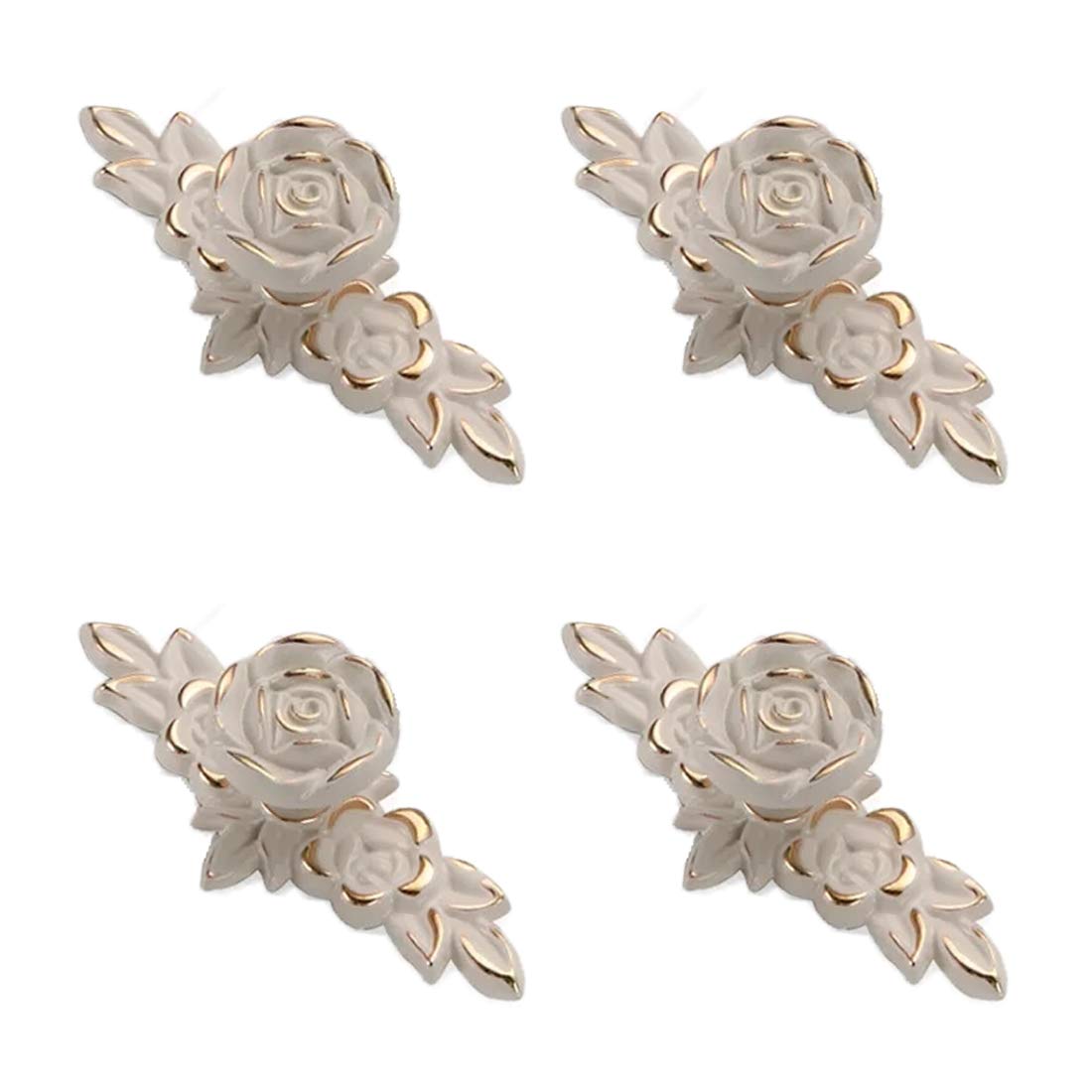 Vintage European Rose Cabinet Knobs with Backplate - 4 Pack Zinc Alloy Flower Drawer Pull Handles for Kitchen, Dresser, Wardrobe & Nightstand (Golden Edge) | Elegant Home Decor & Furniture Upgrade