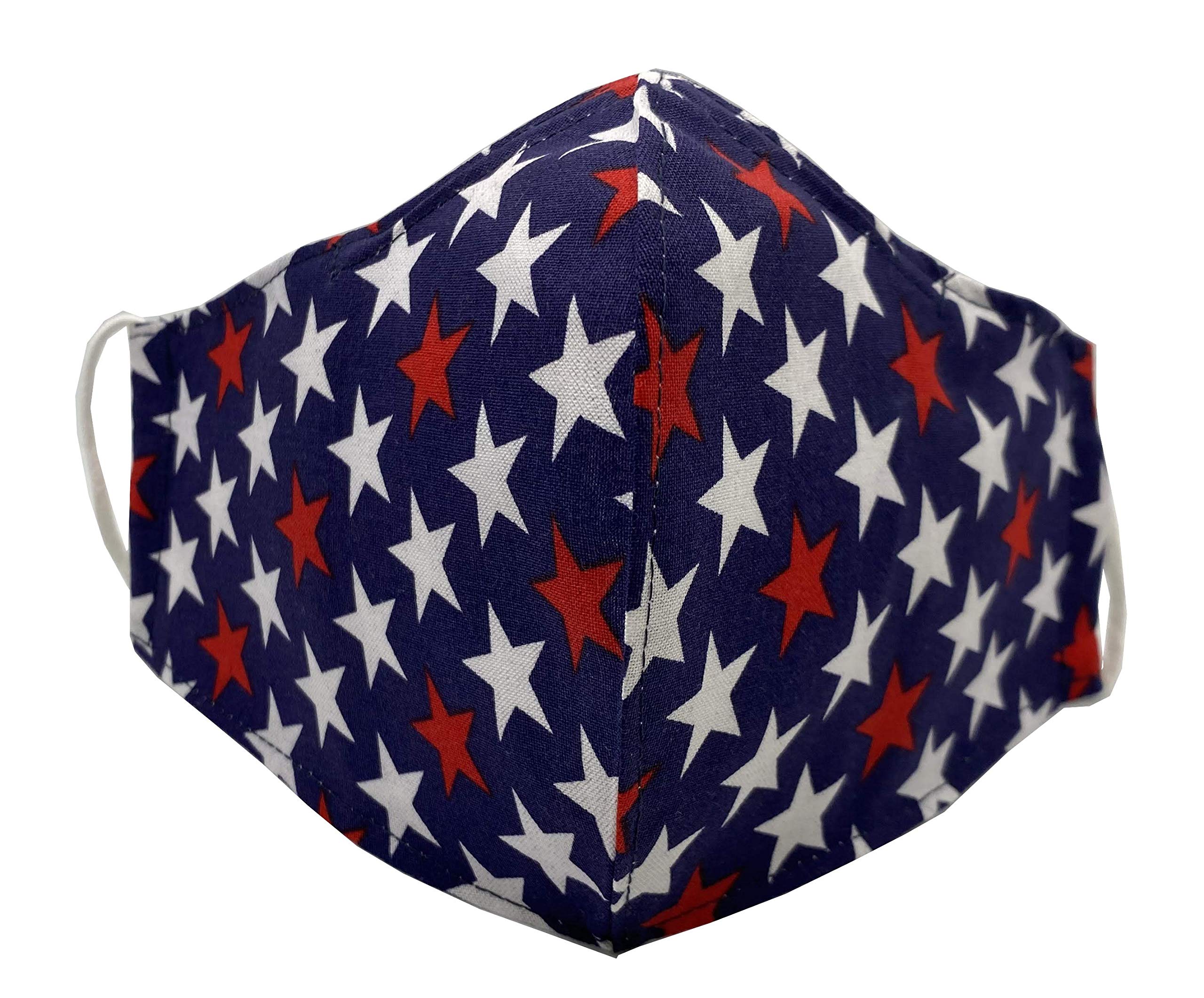 USA Safety Face Mask Double Layers Adult Face Mask, 100% Cotton Reusable Washable Cloth Face Cover with Prints - Made in USA (Adult, FM80) - Perfect for Daily Commute, Shopping & Travel Protection