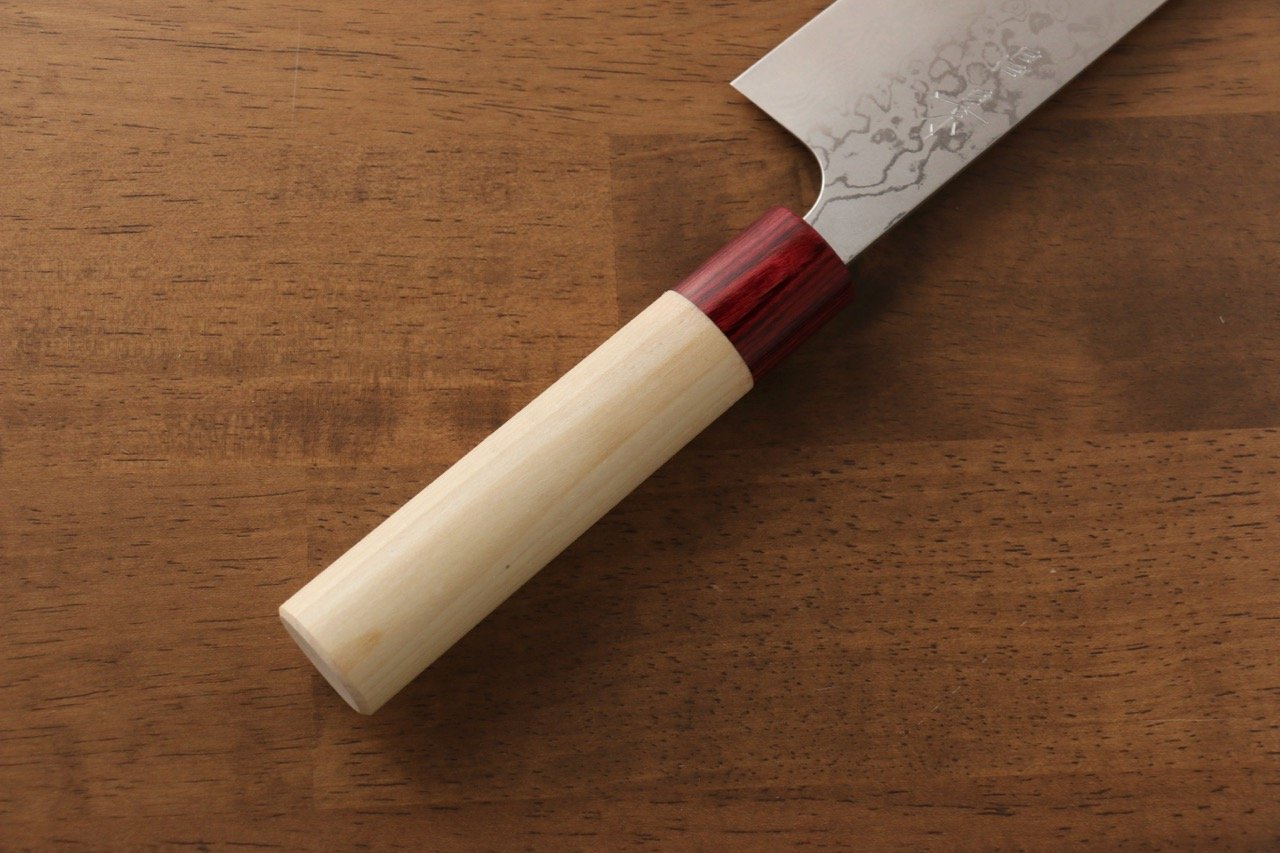 Masakage Kiri VG10 Damascus Santoku Knife 170mm - Japanese Magnolia Wood Handle - Professional Chef Knife for Slicing, Dicing & Chopping Vegetables, Meat & Fish