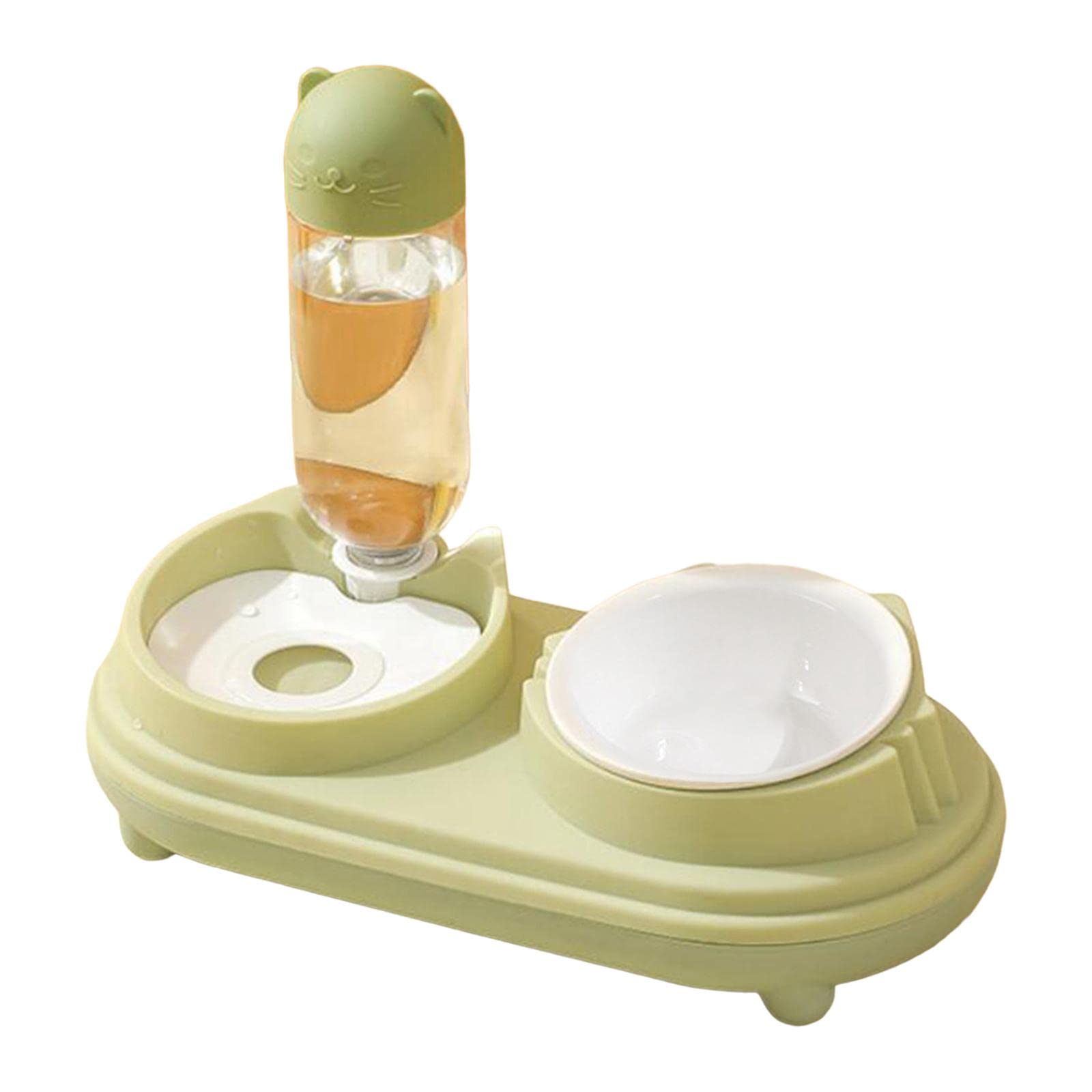 SECRET DESIRE Pet Drinking Fountain - Tilted Cat Food Bowl for Small & Medium Dogs, Rabbits - Green - Perfect for Indoor Feeding & Hydration Station
