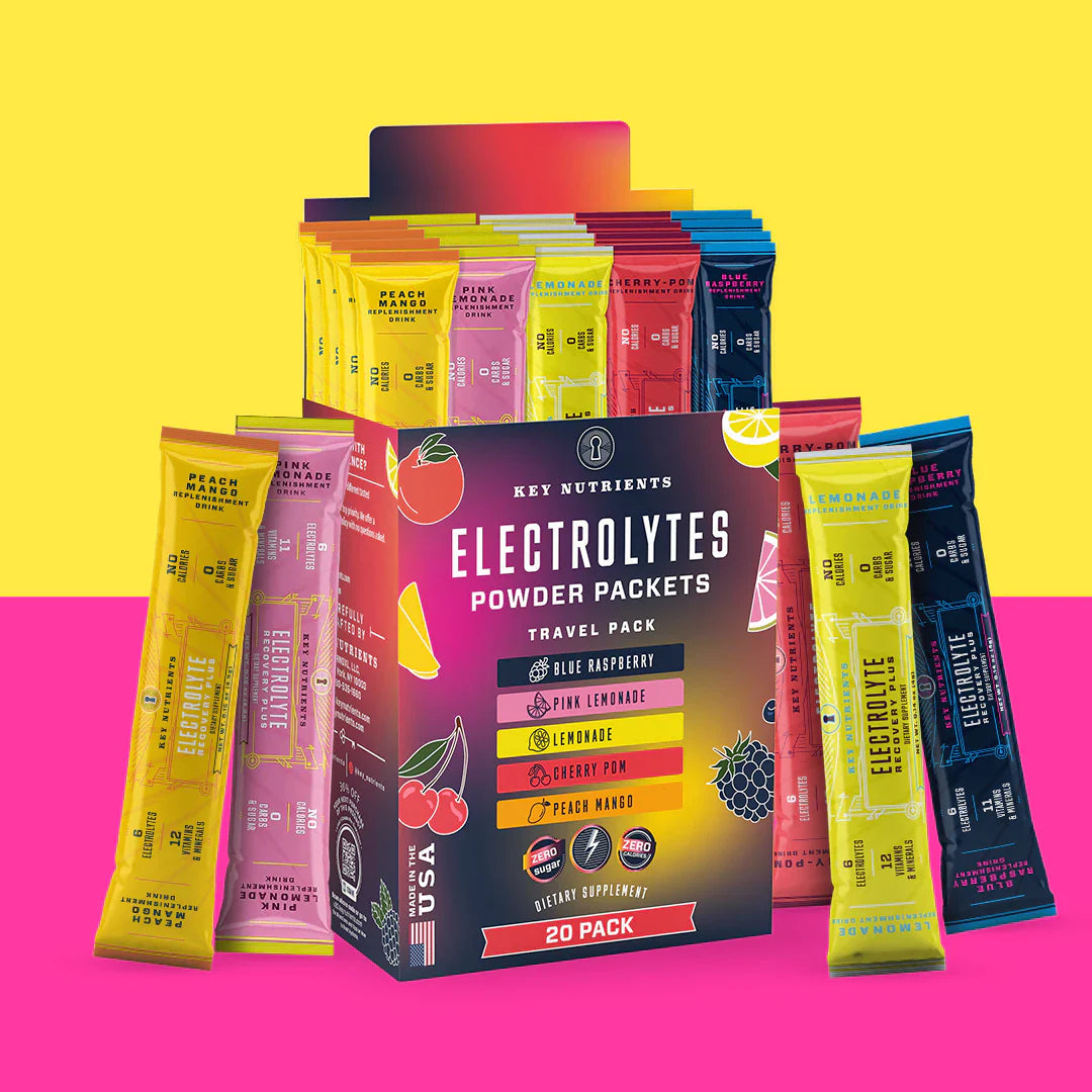 Electrolyte Recovery Plus Powder Travel Packets - Hydration Boost for Athletes & Travelers - Perfect for Workouts, Hiking & Post-Workout Recovery