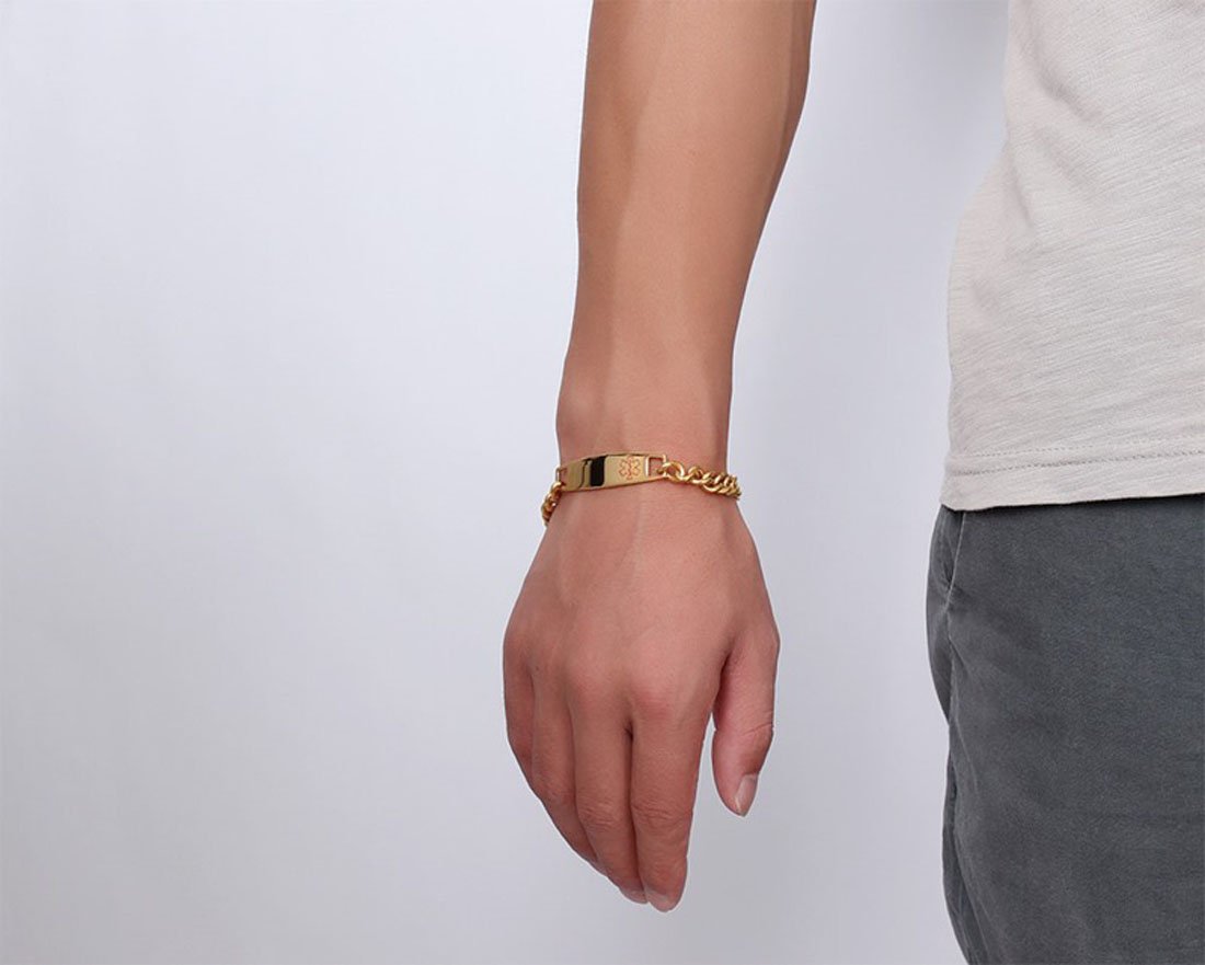 Premium Stainless Steel Medical Alert ID Bracelet for Men & Women - Free Engraving, Adjustable 8.5