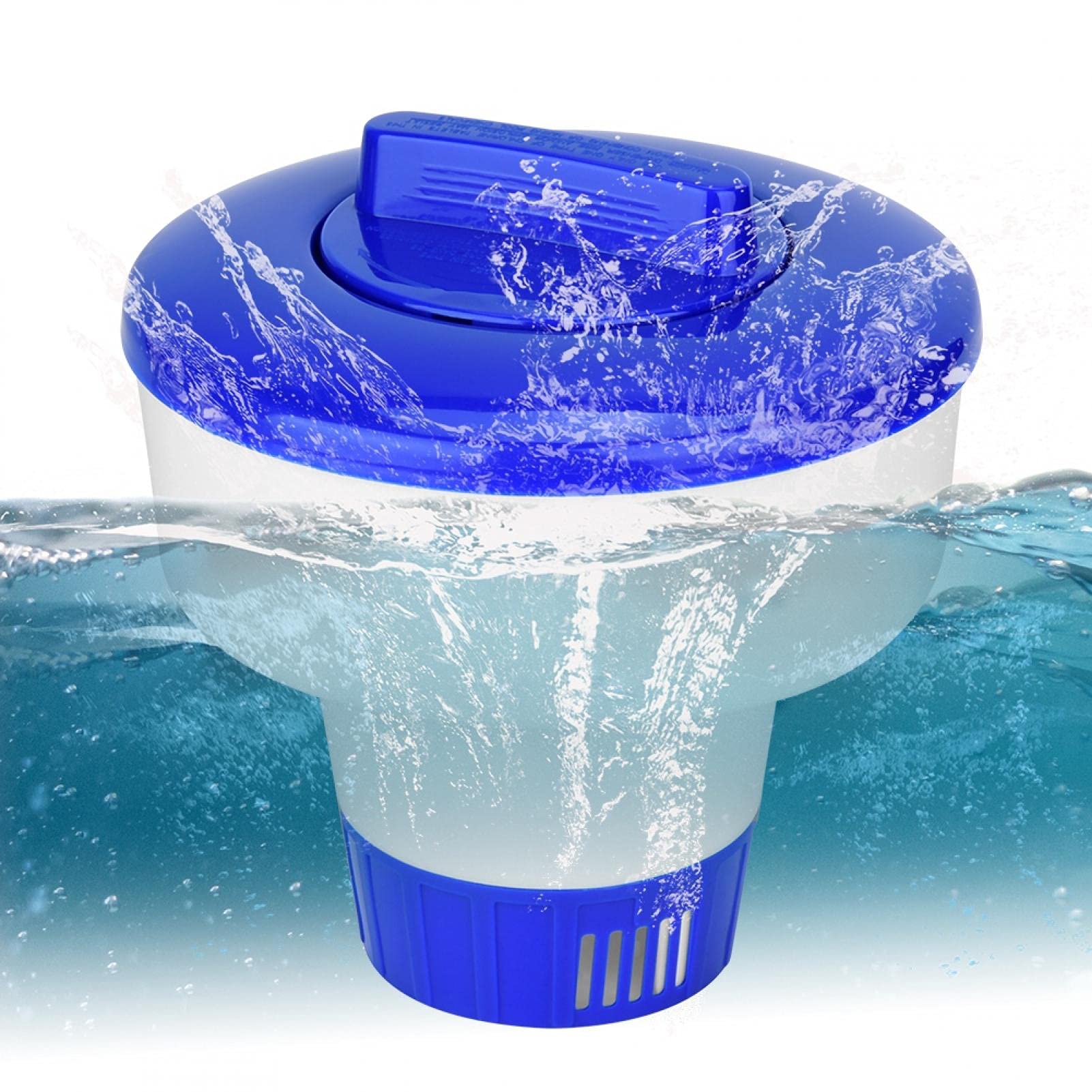 01 Chlorine Tablet Dispenser - Floating Pool Chlorine Holder with Multiple Vents | Sturdy & Durable Design for Easy Swimming Pool Maintenance | Perfect for Home, Backyard & Inground Pools