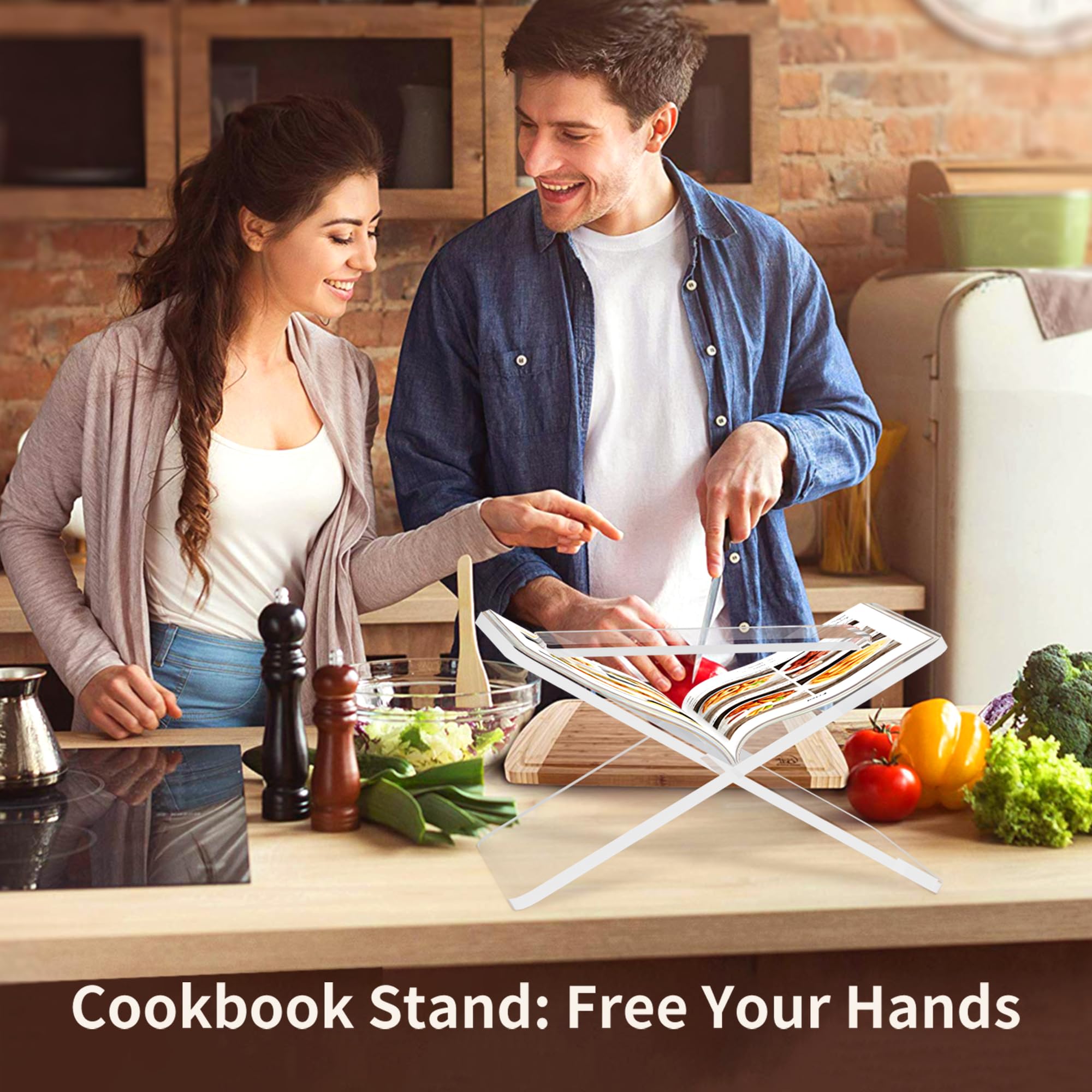 Acrylic Book Stand Holder for Reading - Clear Cookbook Stand for Magazines, Textbooks, Bibles & Quran - Perfect for Kitchen, Office, Study & Library Use