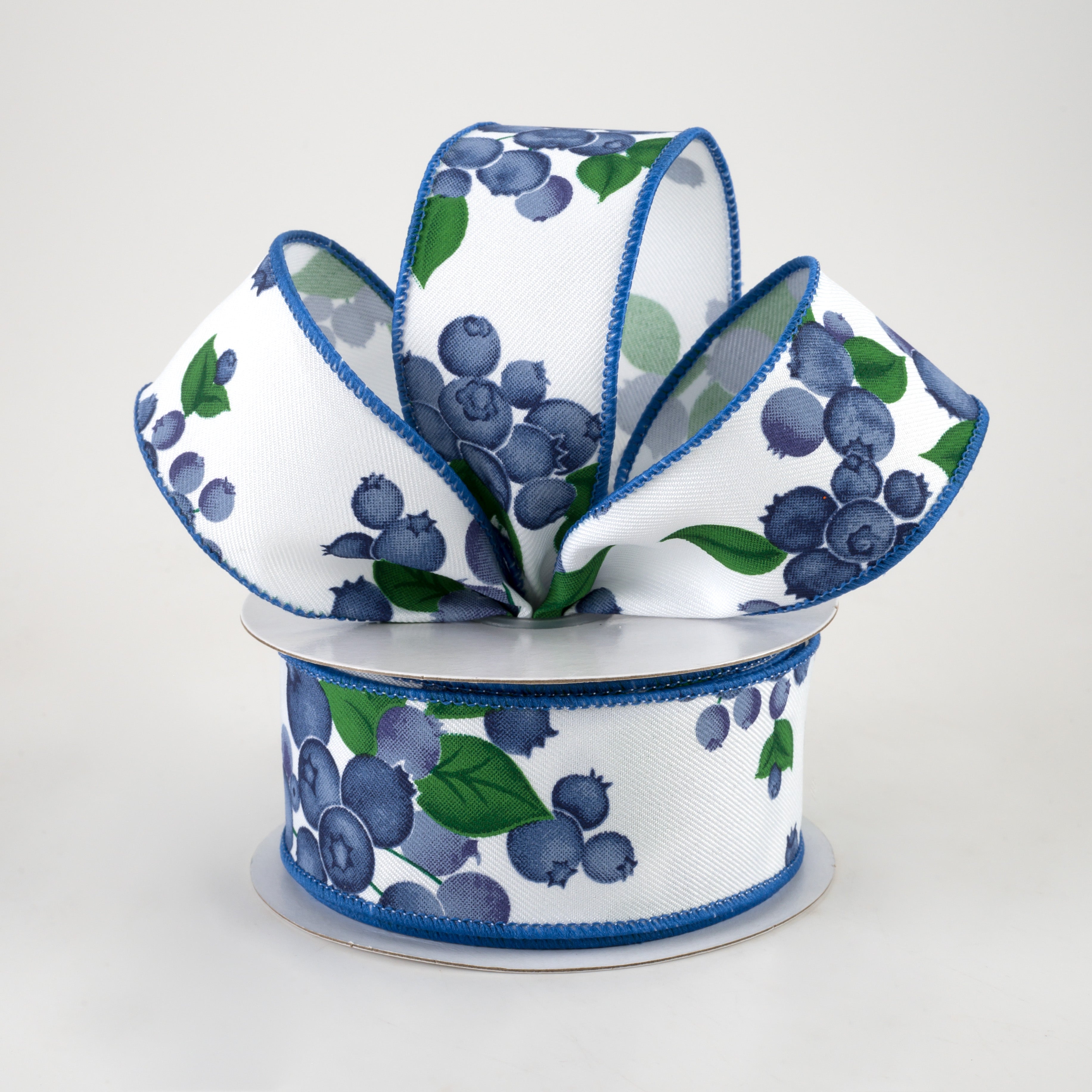 1.5 Inch Blue Ribbon with White Polka Dots - 10 Yards Bulk Roll for Gift Wrapping, DIY Crafts, Party Decorations & Hair Bows