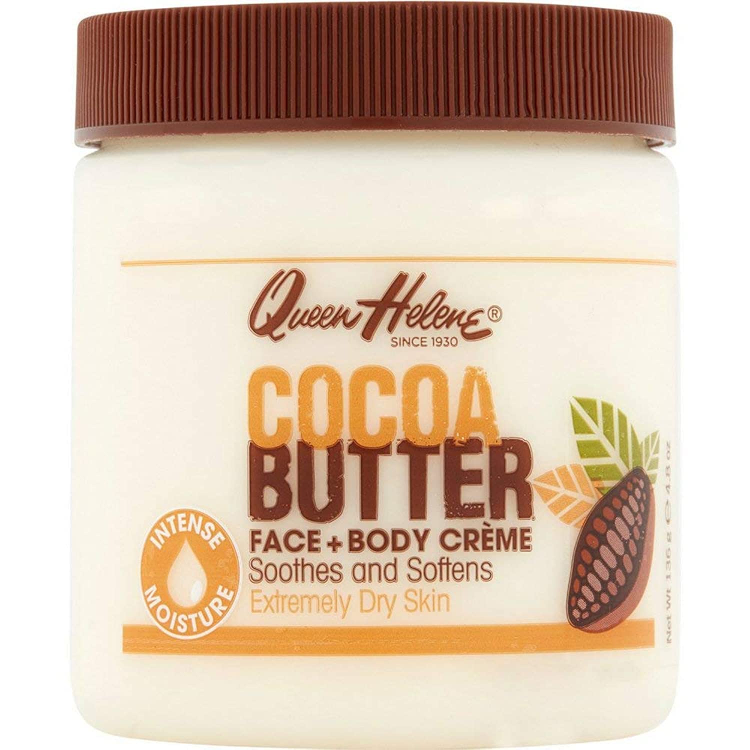 Queen Helene Cocoa Butter Creme 4.8 oz - Deep Moisturizing Body Lotion for Dry Skin - Perfect for Massage, Stretch Marks & After Sun Care