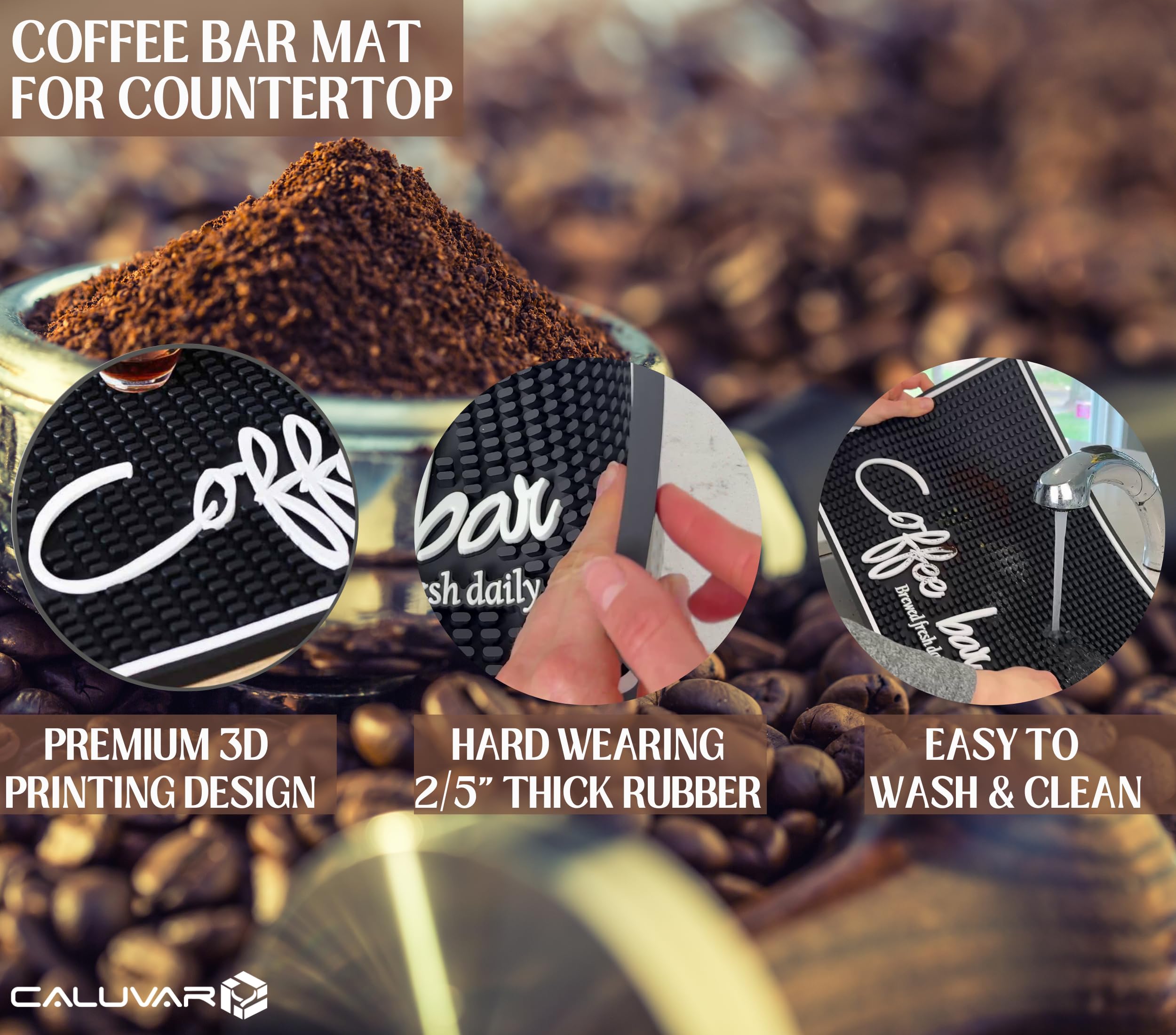 Premium Coffee Bar Mat for Countertop - Large 18x12 Non-Slip Kitchen Mat, Bar Accessories & Decor - Durable Coffee Station Sign - Perfect for Home Cafes, Coffee Shops & Kitchen Counter Protection
