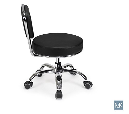 Professional Adjustable Salon Nail Pedicure Stool & Chair - DAYTON BLACK Pneumatic Rolling Stool for Spa & Nail Salon Equipment | Perfect for Pedicures, Manicures & Beauty Services